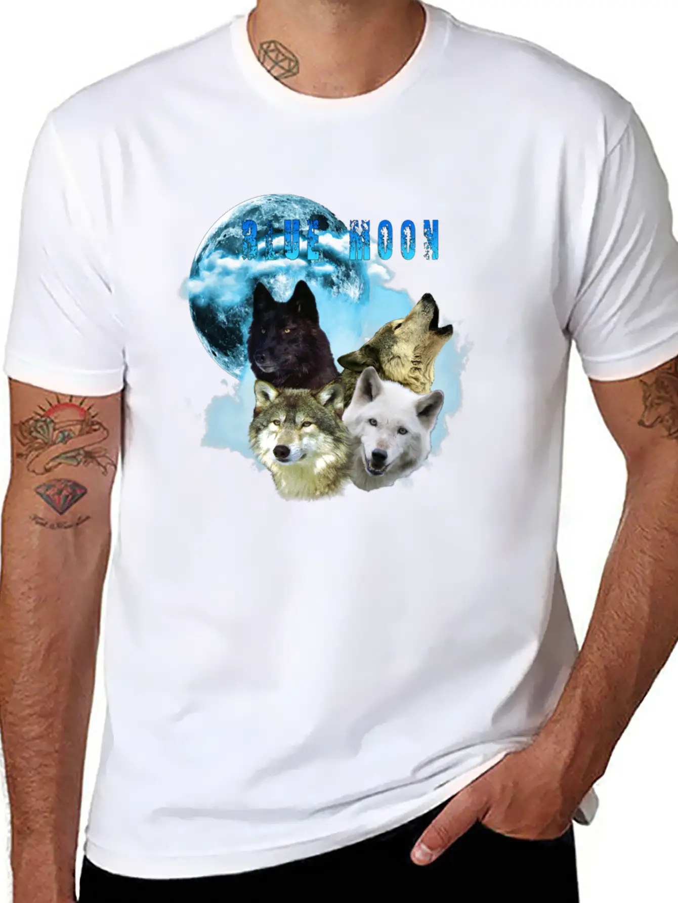 Blue Moon Wolves 2 Soft Cotton Short Sleeve Tee ¨C Unisex Wardrobe Staple