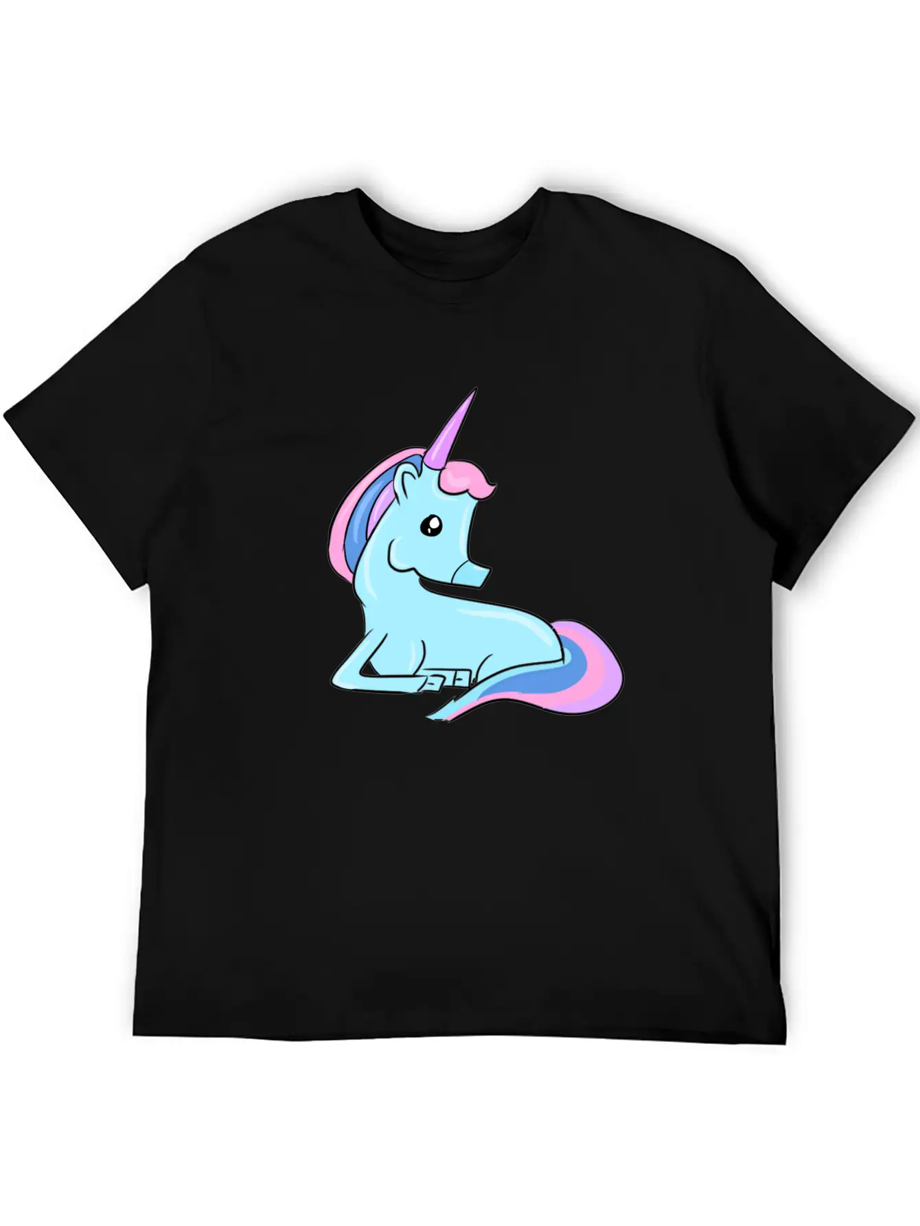 Blue Unicorn Fairy Tale Horse Fantasy Imagination Essential Cotton Tee For Daily Outfits ¨C Unisex Style