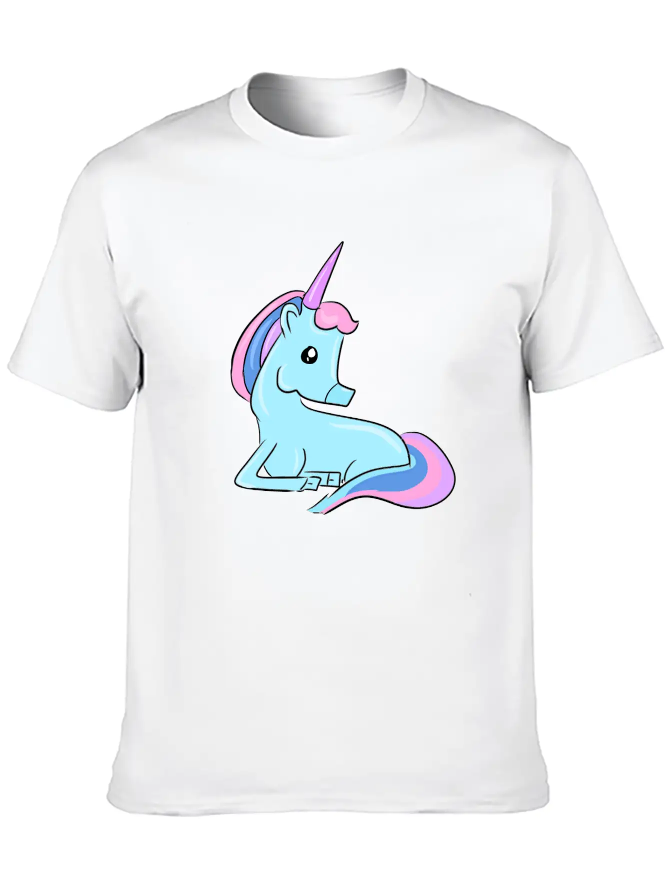 Blue Unicorn Fairy Tale Horse Fantasy Imagination Essential Cotton Tee For Daily Outfits ¨C Unisex Style