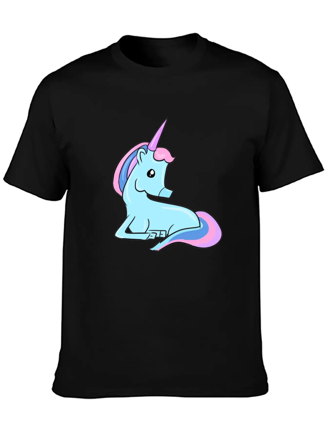 Blue Unicorn Fairy Tale Horse Fantasy Imagination Essential Cotton Tee For Daily Outfits ¨C Unisex Style