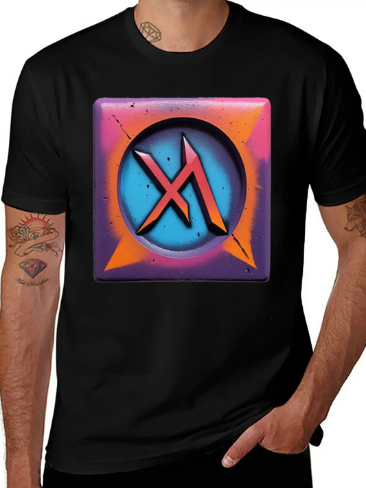 Bold Neon Graffiti Symbol Basic Graphic T-Shirt ¨C Daily Comfort In Soft Cotton