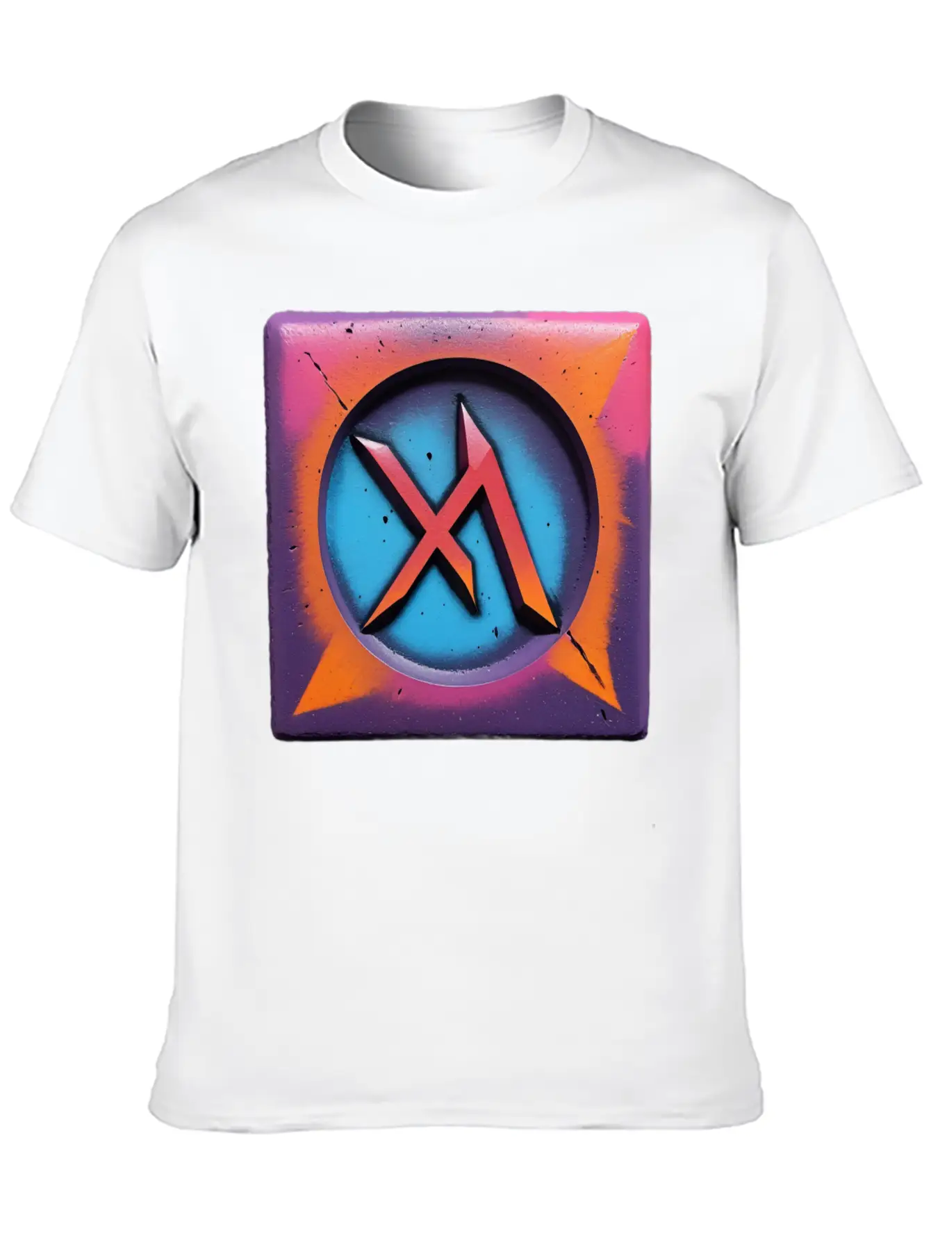 Bold Neon Graffiti Symbol Basic Graphic T-Shirt ¨C Daily Comfort In Soft Cotton