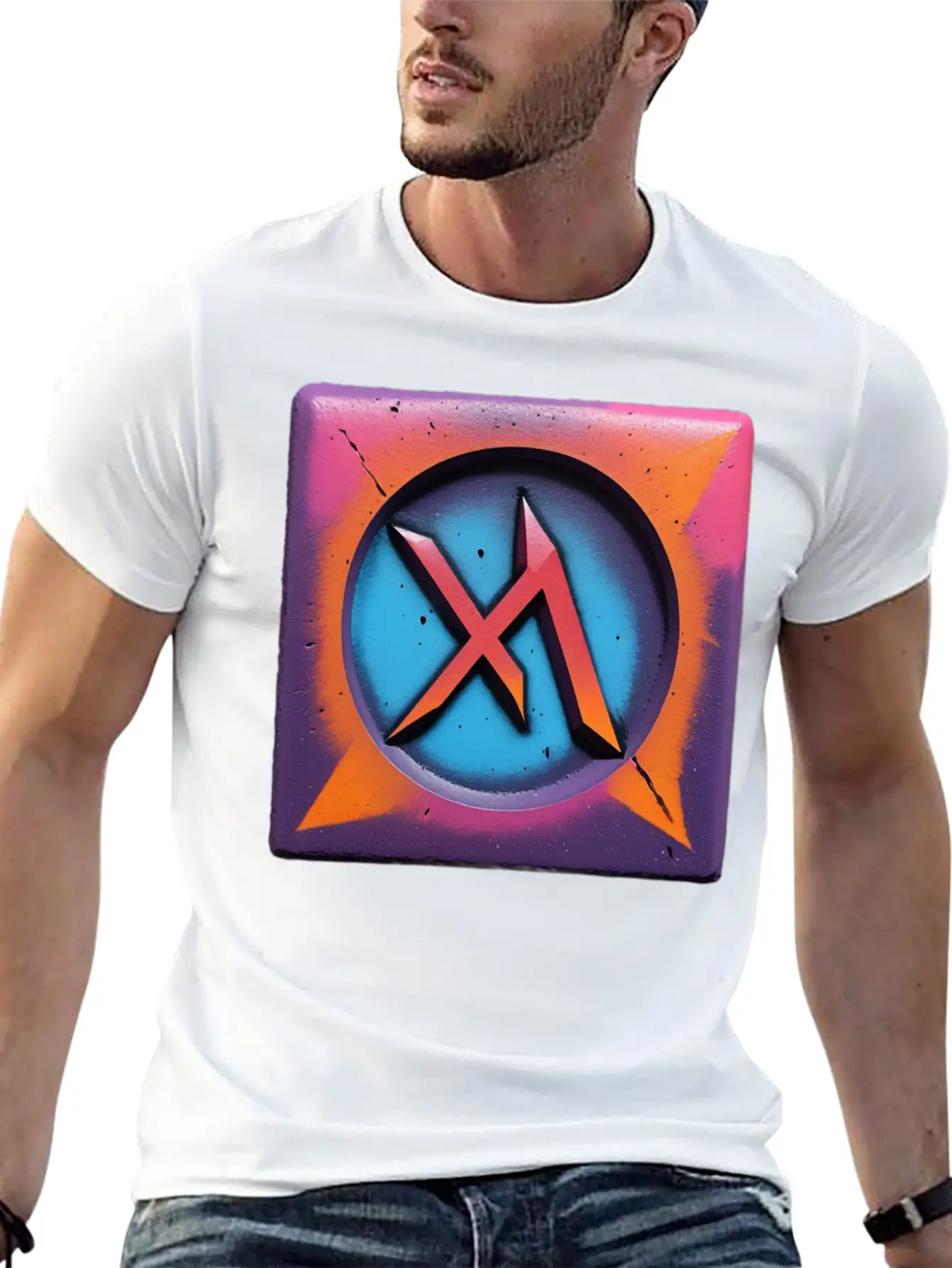 Bold Neon Graffiti Symbol Basic Graphic T-Shirt ¨C Daily Comfort In Soft Cotton