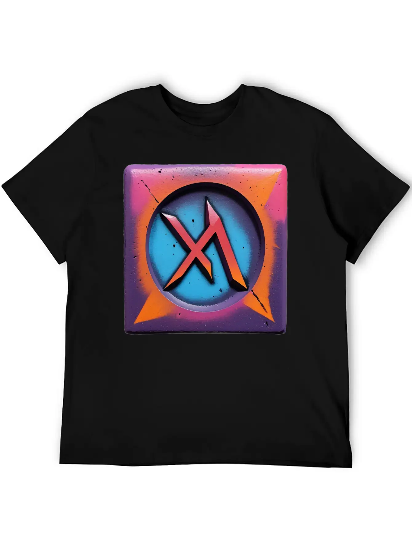 Bold Neon Graffiti Symbol Basic Graphic T-Shirt ¨C Daily Comfort In Soft Cotton