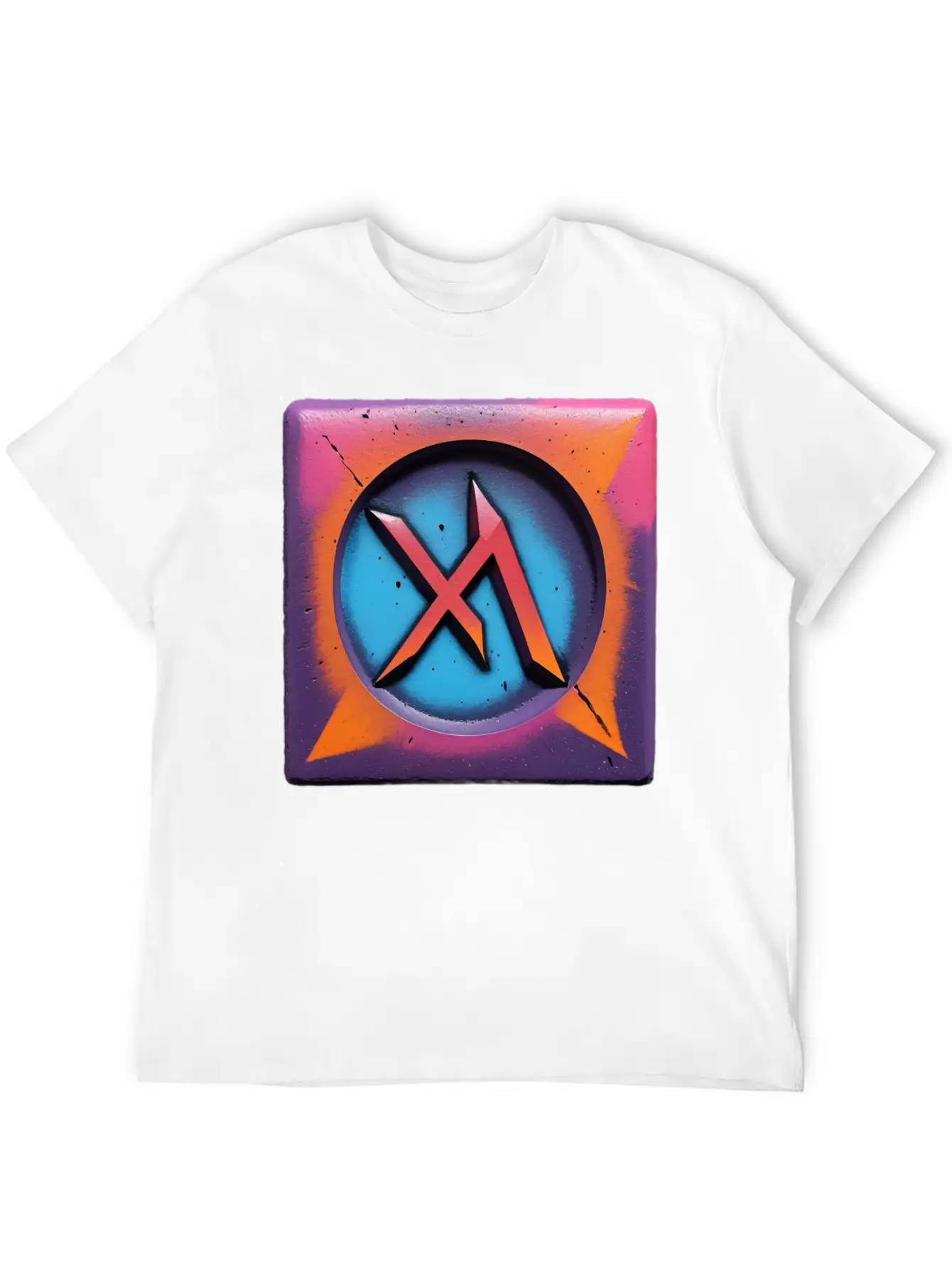 Bold Neon Graffiti Symbol Basic Graphic T-Shirt ¨C Daily Comfort In Soft Cotton