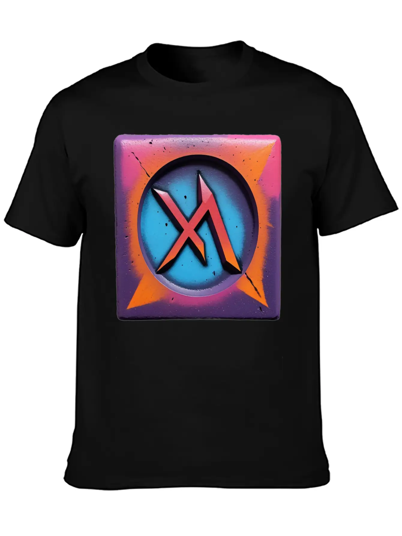 Bold Neon Graffiti Symbol Basic Graphic T-Shirt ¨C Daily Comfort In Soft Cotton