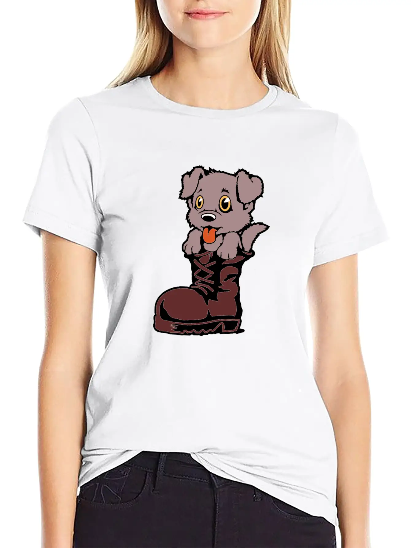 Boots Dog Essential Cotton Tee For Daily Outfits ¨C Unisex Style