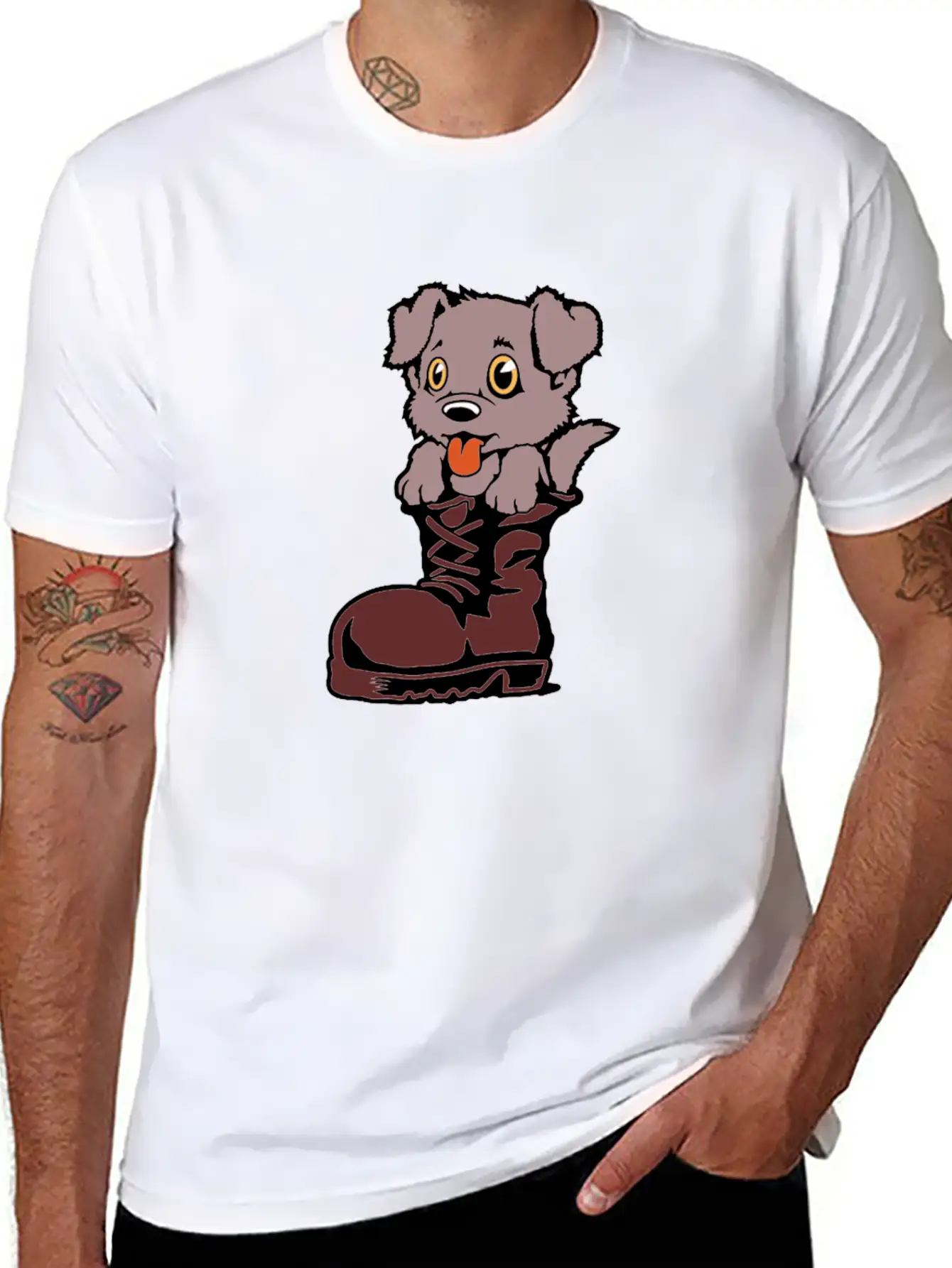 Boots Dog Essential Cotton Tee For Daily Outfits ¨C Unisex Style