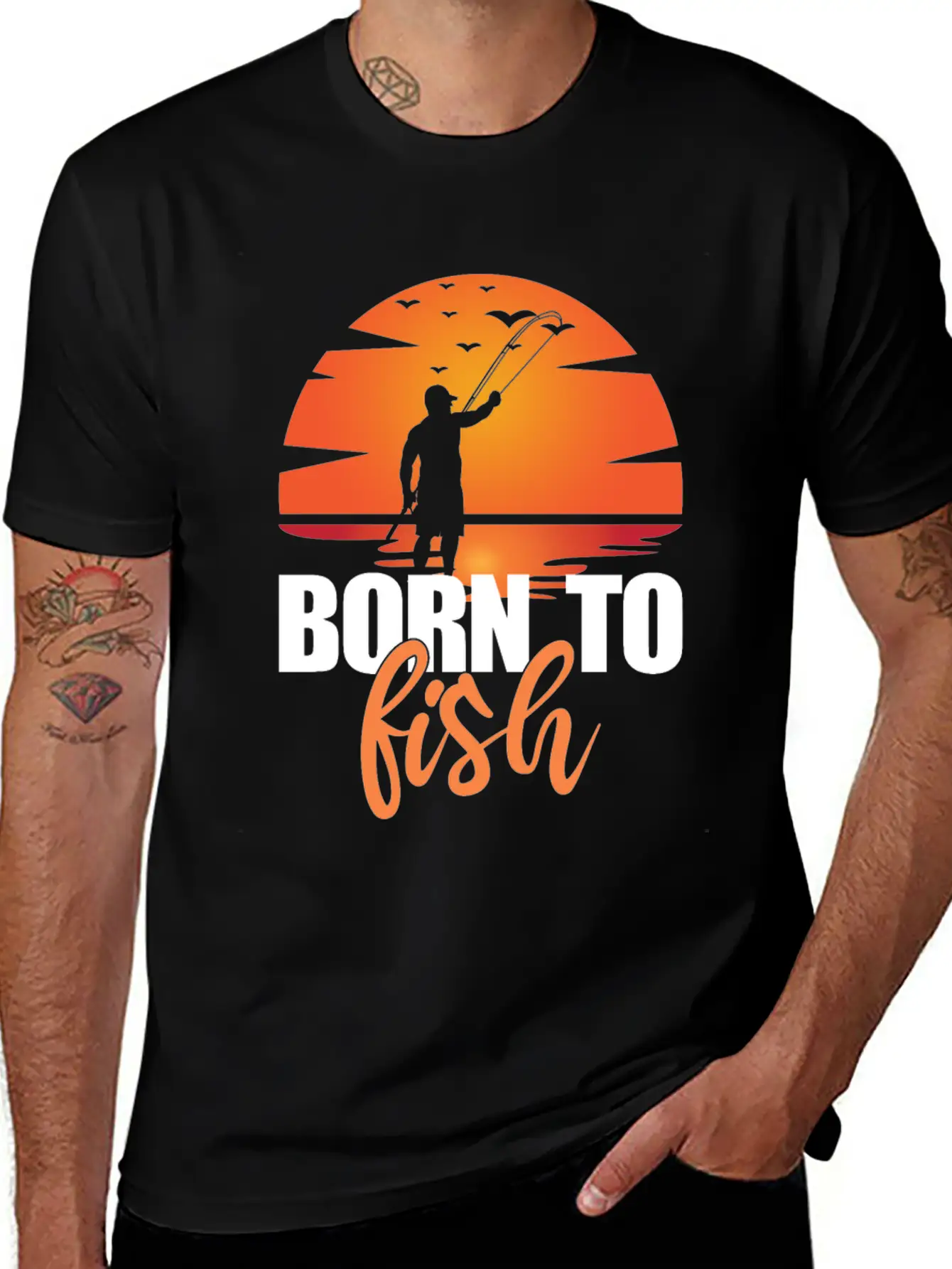 Born To Fish - Lake Hobby Outdoor Essential Cotton Tee For Daily Outfits ¨C Unisex Style