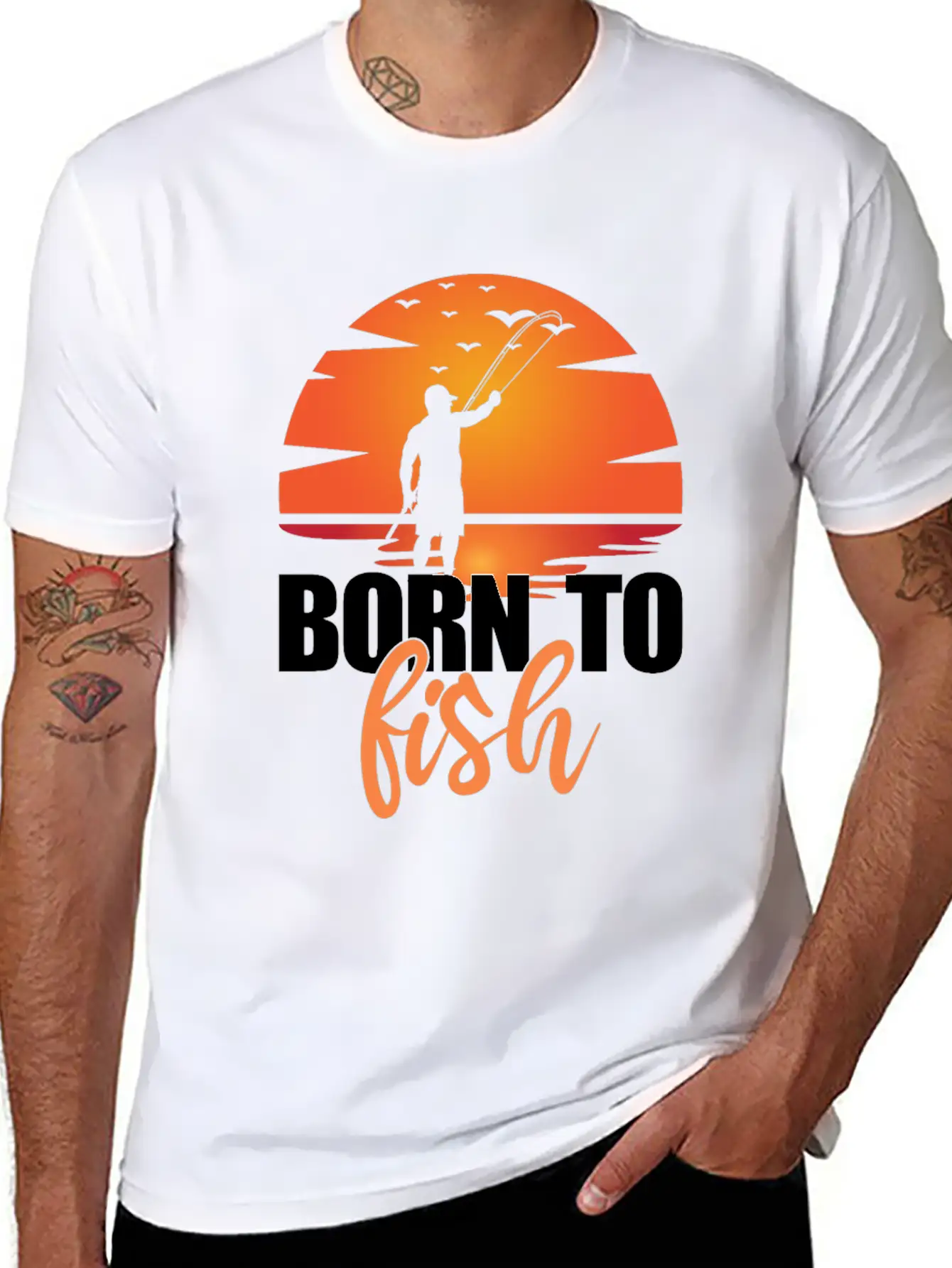 Born To Fish - Lake Hobby Outdoor Essential Cotton Tee For Daily Outfits ¨C Unisex Style