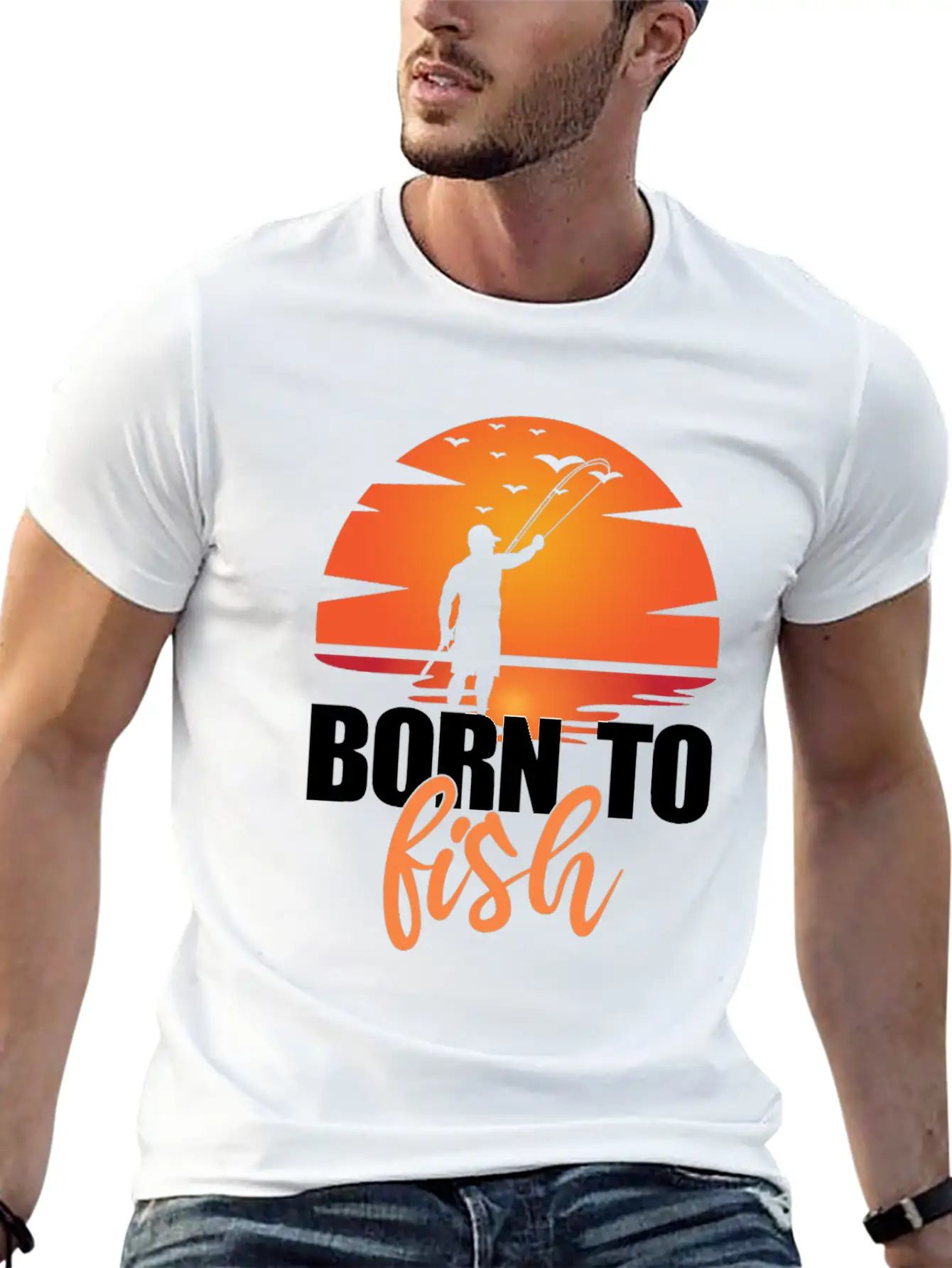 Born To Fish - Lake Hobby Outdoor Essential Cotton Tee For Daily Outfits ¨C Unisex Style
