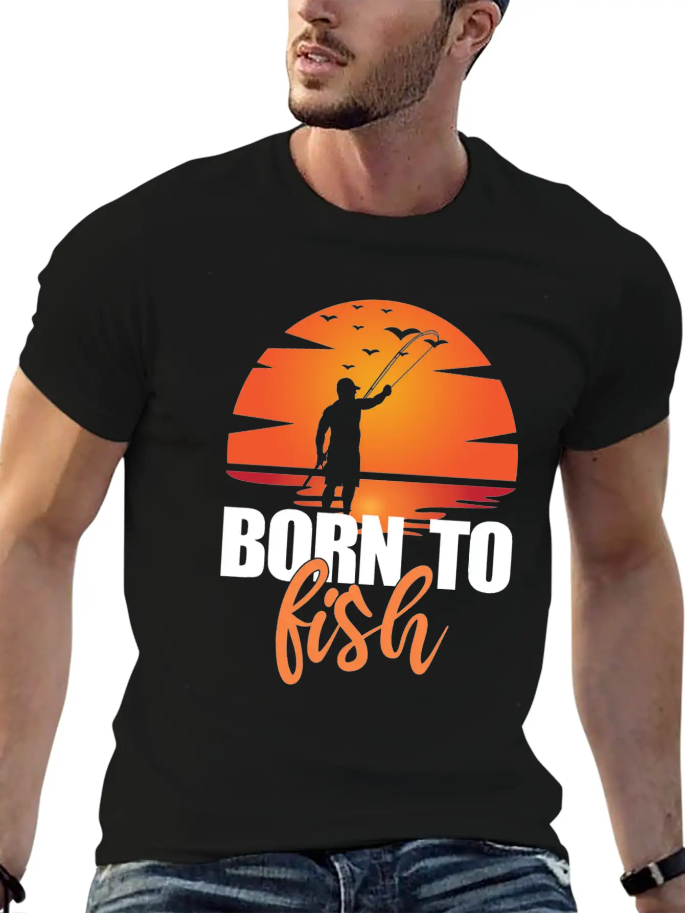 Born To Fish - Lake Hobby Outdoor Essential Cotton Tee For Daily Outfits ¨C Unisex Style