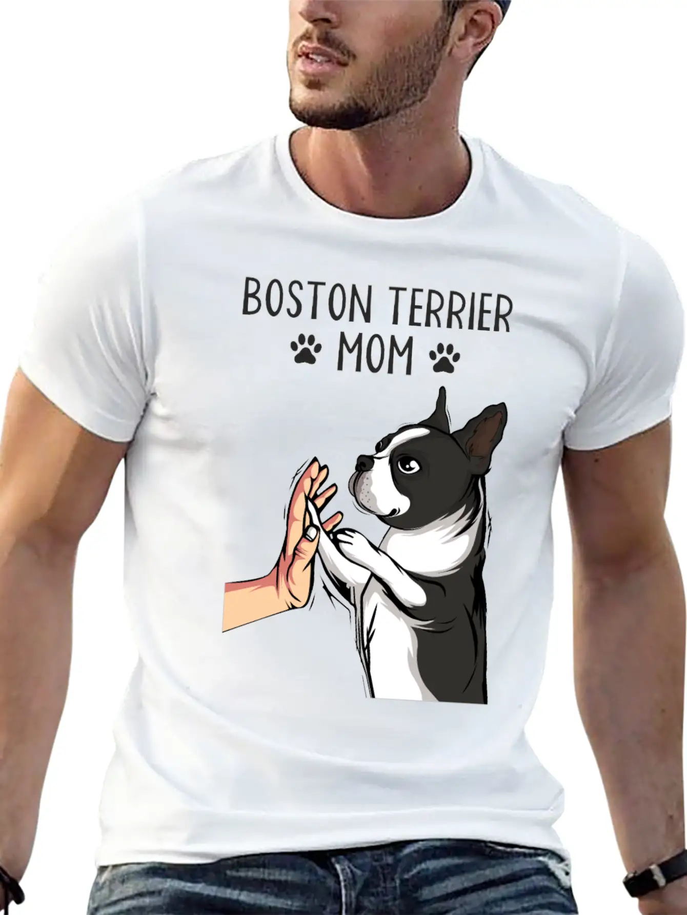 Boston Terrier Mom Dogs Mama Mist Basic Graphic T-Shirt ¨C Daily Comfort In Soft Cotton