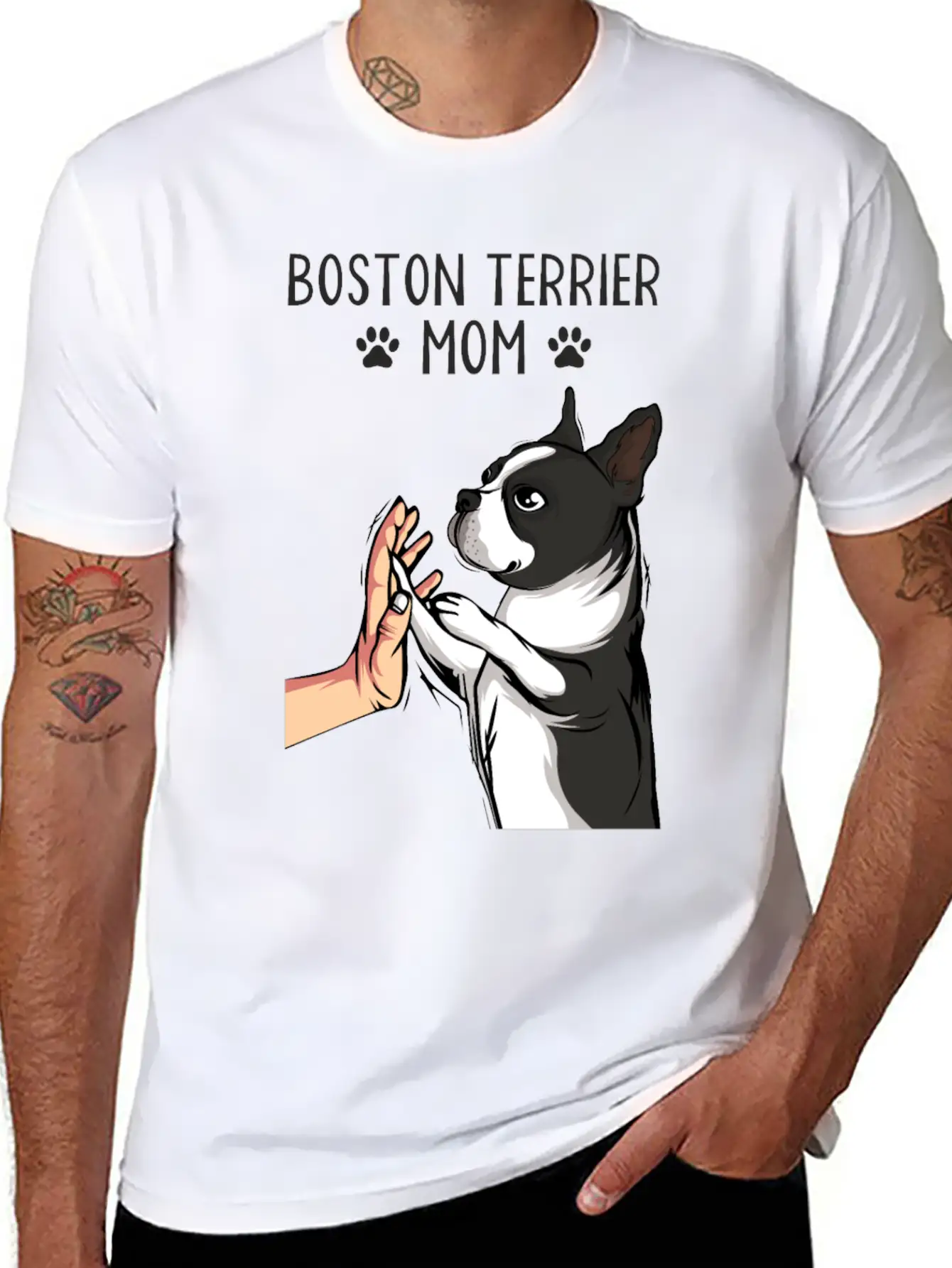 Boston Terrier Mom Dogs Mama Mist Basic Graphic T-Shirt ¨C Daily Comfort In Soft Cotton