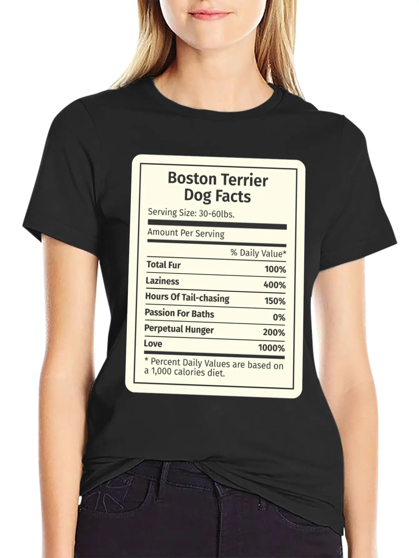 Boston Terrier Nutrition Facts Basic Graphic T-Shirt ¨C Daily Comfort In Soft Cotton