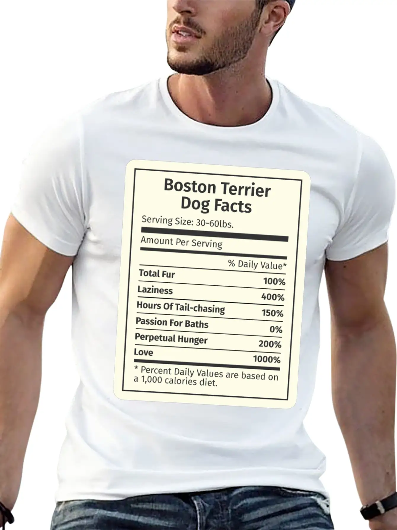 Boston Terrier Nutrition Facts Basic Graphic T-Shirt ¨C Daily Comfort In Soft Cotton