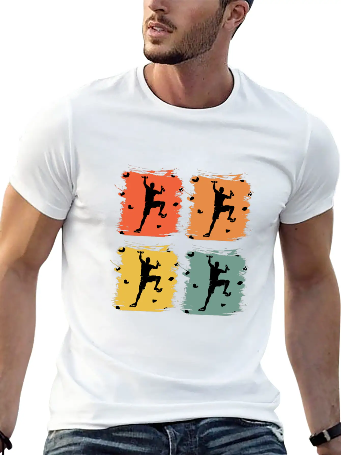 Bouldering Retro Pop Art Climbing Equipment Soft Cotton Short Sleeve Tee ¨C Unisex Wardrobe Staple