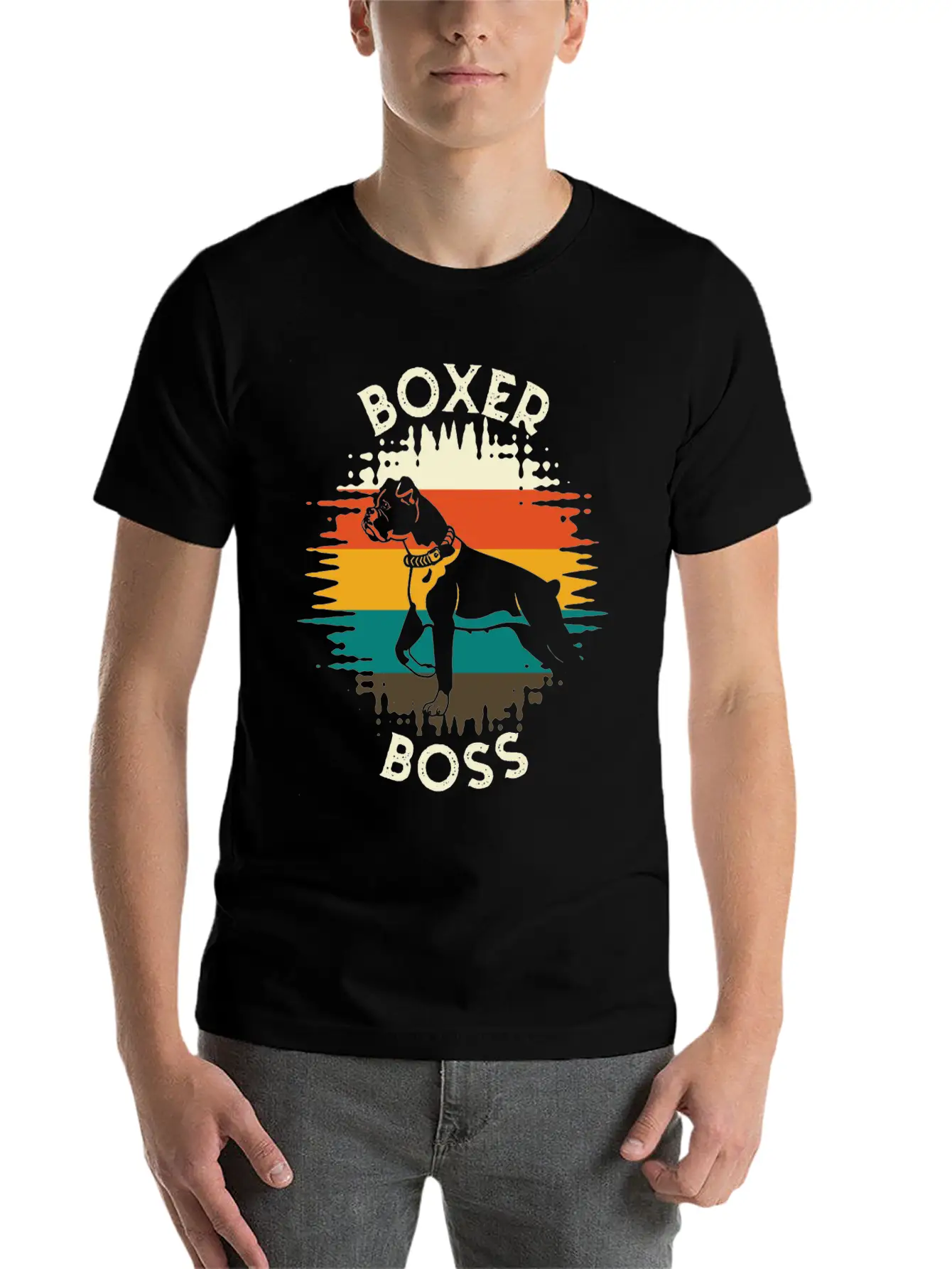 Boxer Boss Dog Dog Breed Fighting Dog Essential Cotton Tee For Daily Outfits ¨C Unisex Style