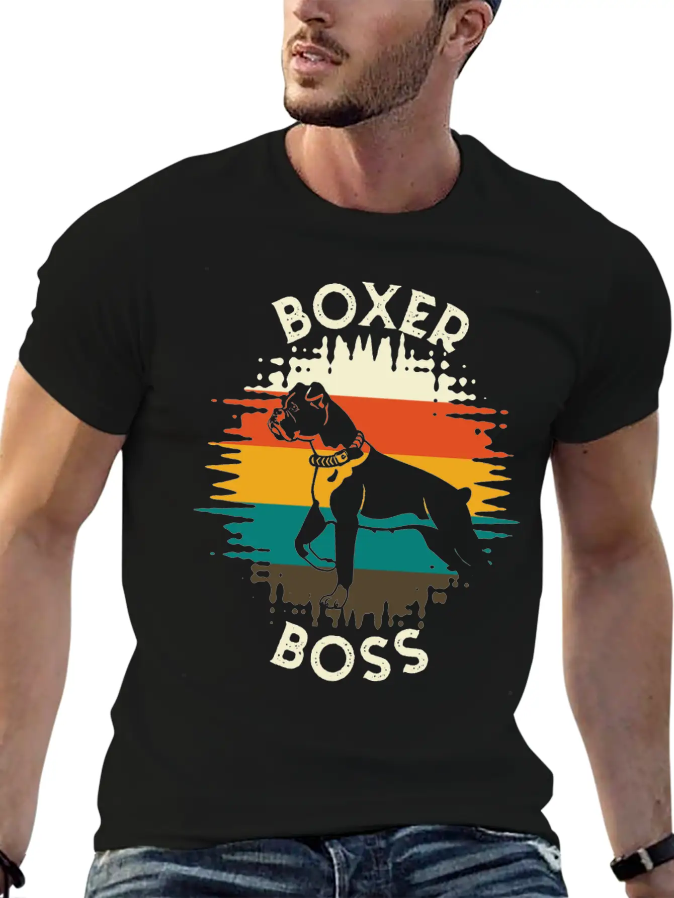 Boxer Boss Dog Dog Breed Fighting Dog Essential Cotton Tee For Daily Outfits ¨C Unisex Style