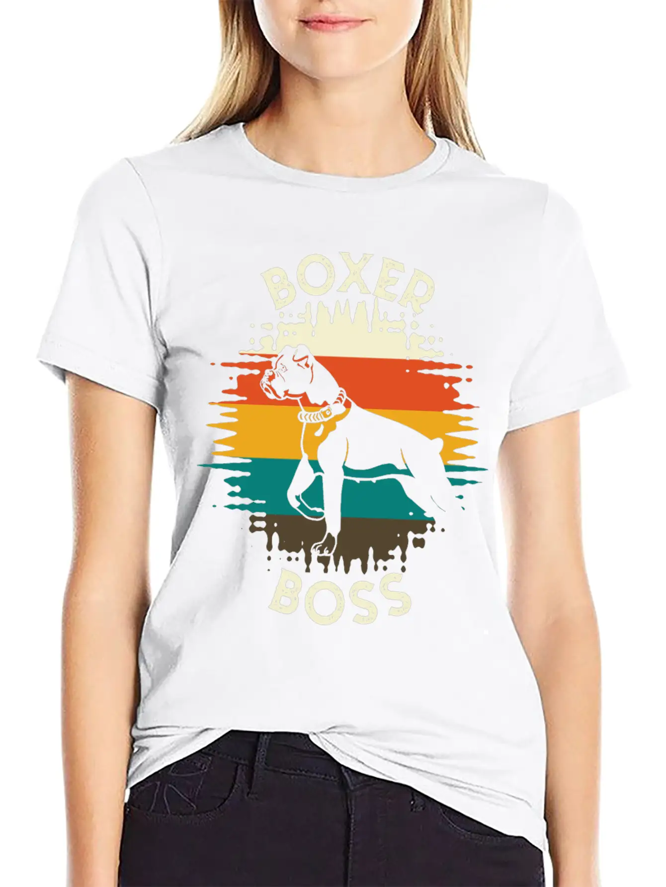 Boxer Boss Dog Dog Breed Fighting Dog Essential Cotton Tee For Daily Outfits ¨C Unisex Style