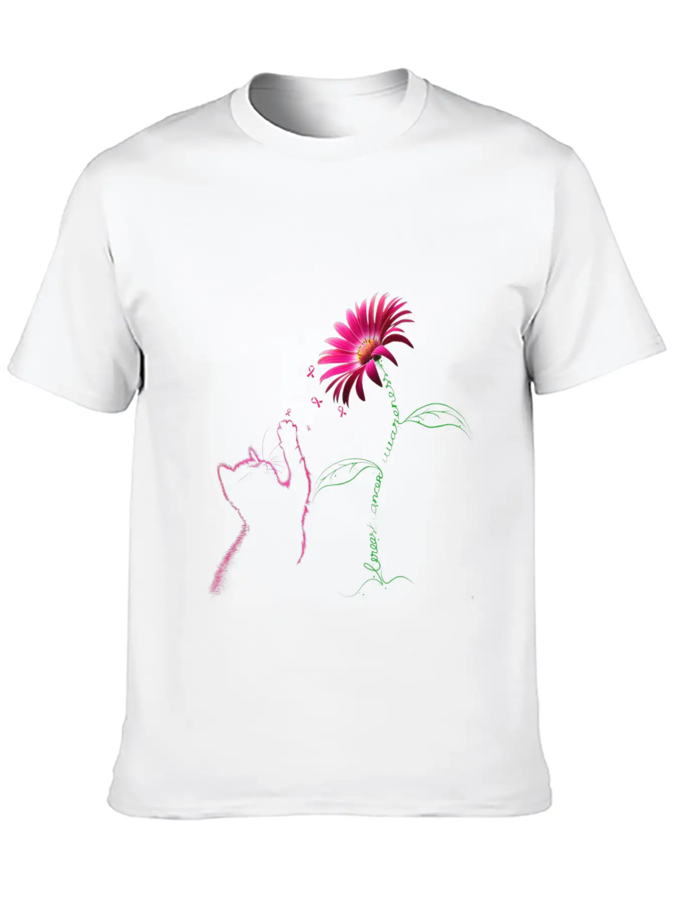 Breast Cancer Awareness Ribbon Daisy Flower Basic Graphic T-Shirt ¨C Daily Comfort In Soft Cotton