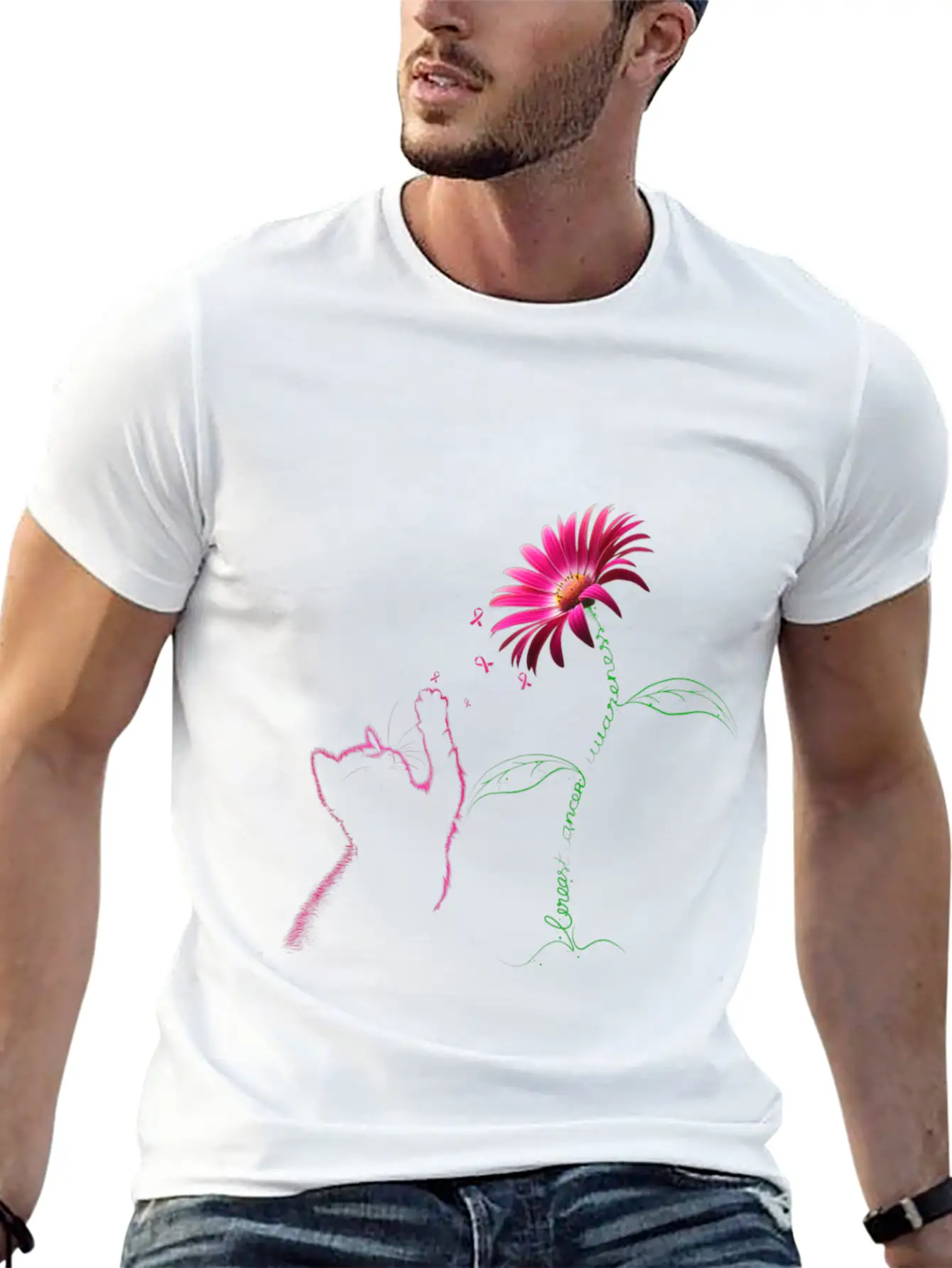 Breast Cancer Awareness Ribbon Daisy Flower Basic Graphic T-Shirt ¨C Daily Comfort In Soft Cotton