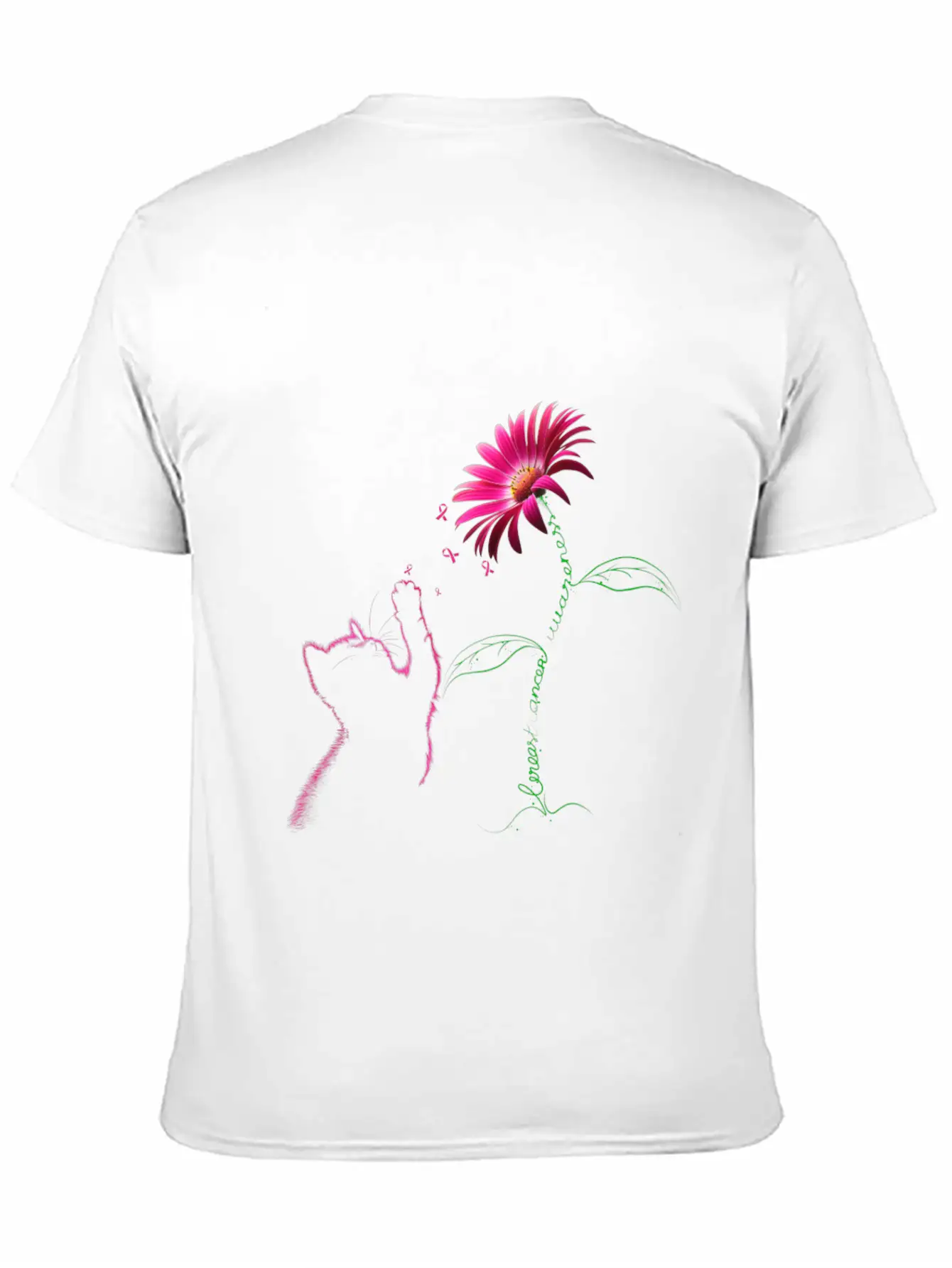 Breast Cancer Awareness Ribbon Daisy Flower Basic Graphic T-Shirt ¨C Daily Comfort In Soft Cotton