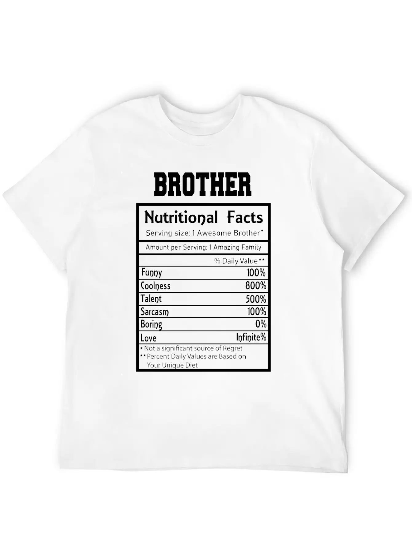 Brother Nutritional Facts Funny Essential Cotton Tee For Daily Outfits ¨C Unisex Style