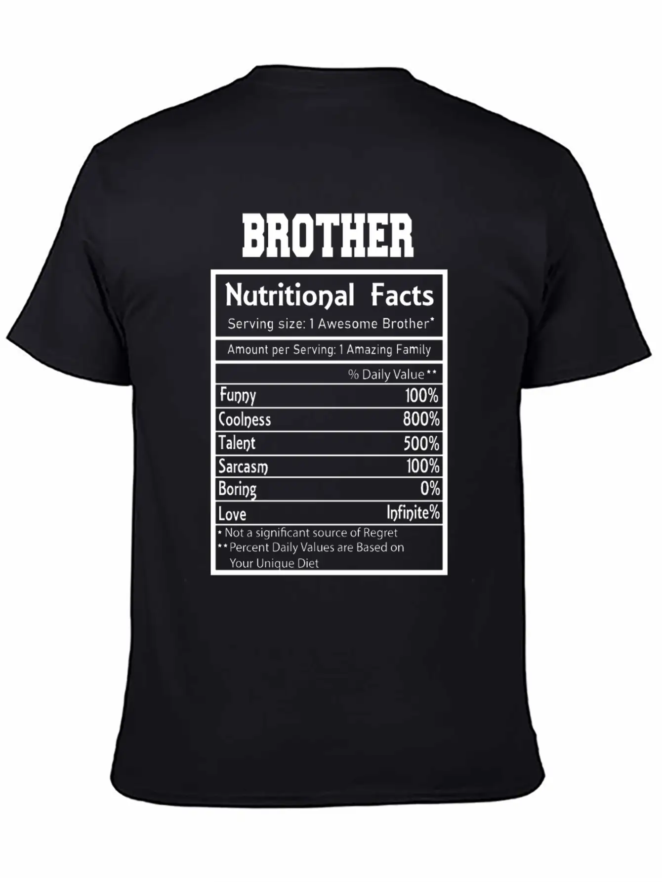 Brother Nutritional Facts Funny Essential Cotton Tee For Daily Outfits ¨C Unisex Style