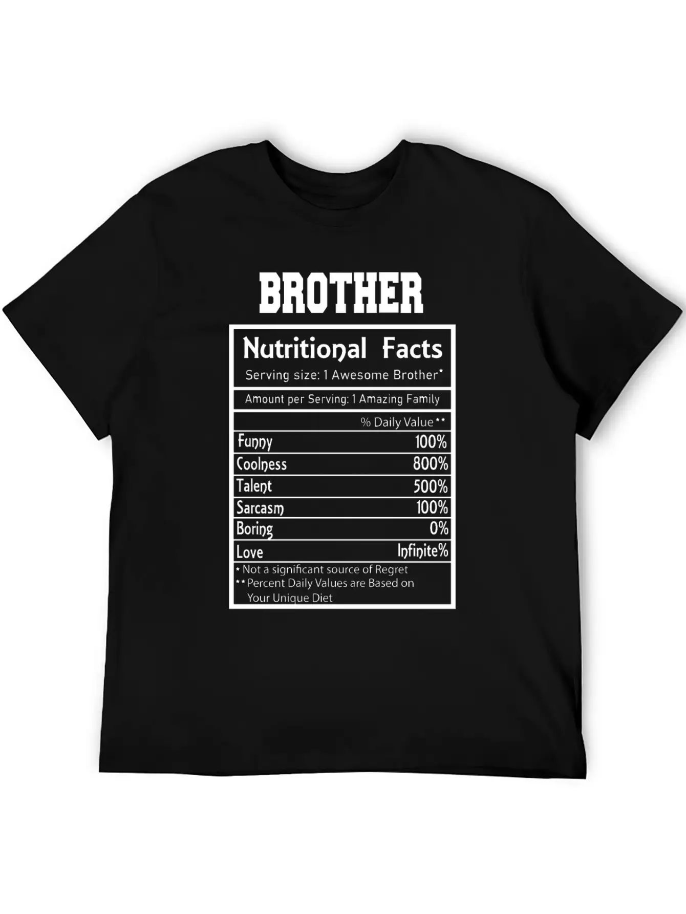 Brother Nutritional Facts Funny Essential Cotton Tee For Daily Outfits ¨C Unisex Style
