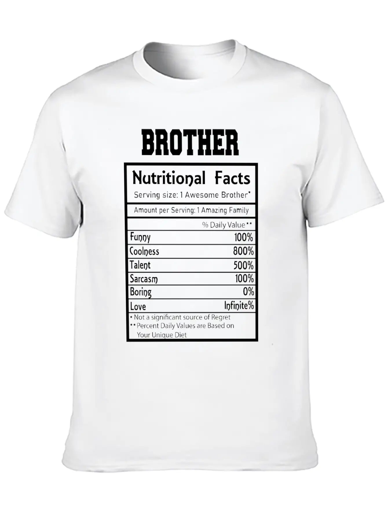 Brother Nutritional Facts Funny Essential Cotton Tee For Daily Outfits ¨C Unisex Style