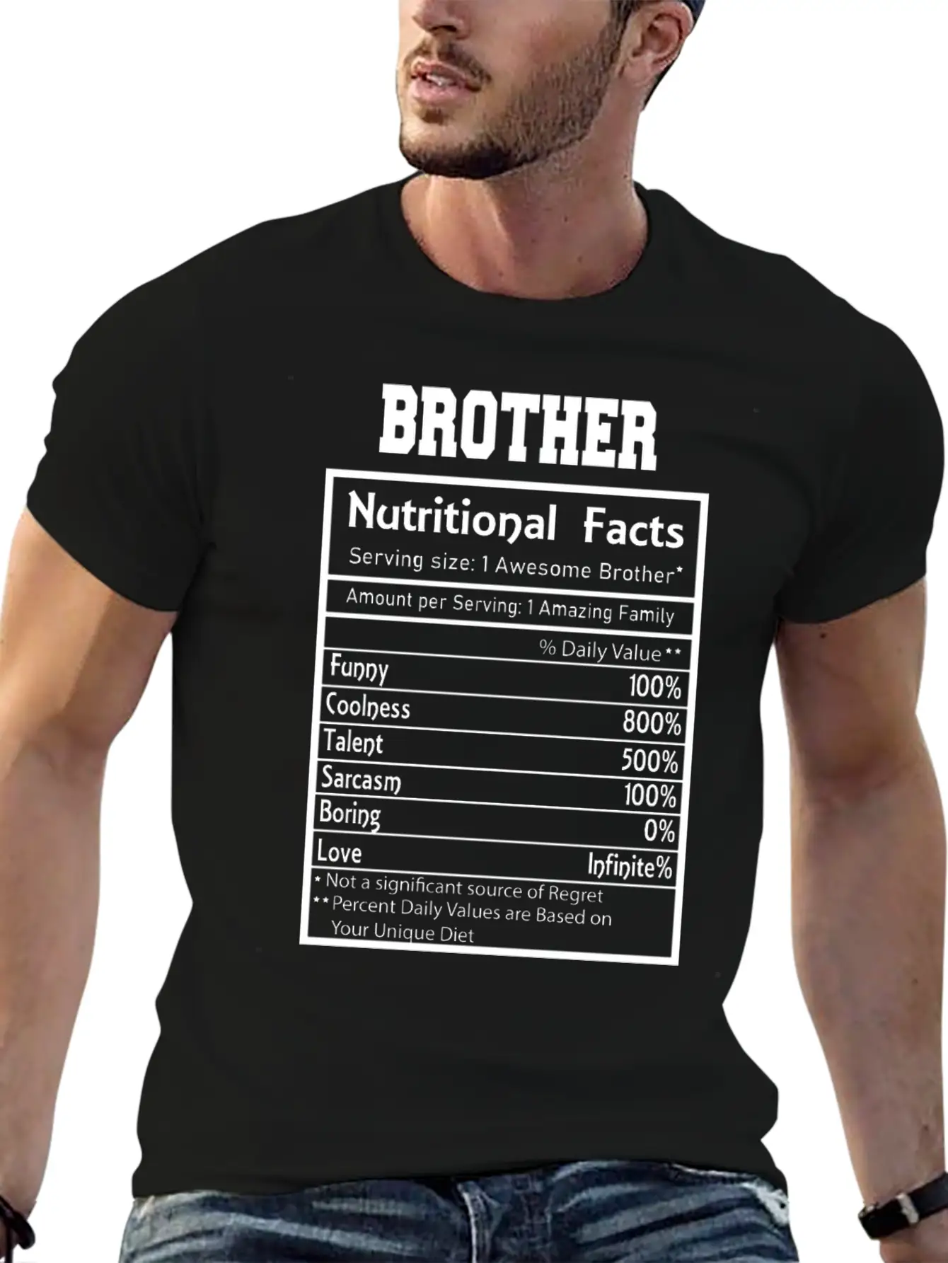 Brother Nutritional Facts Funny Essential Cotton Tee For Daily Outfits ¨C Unisex Style