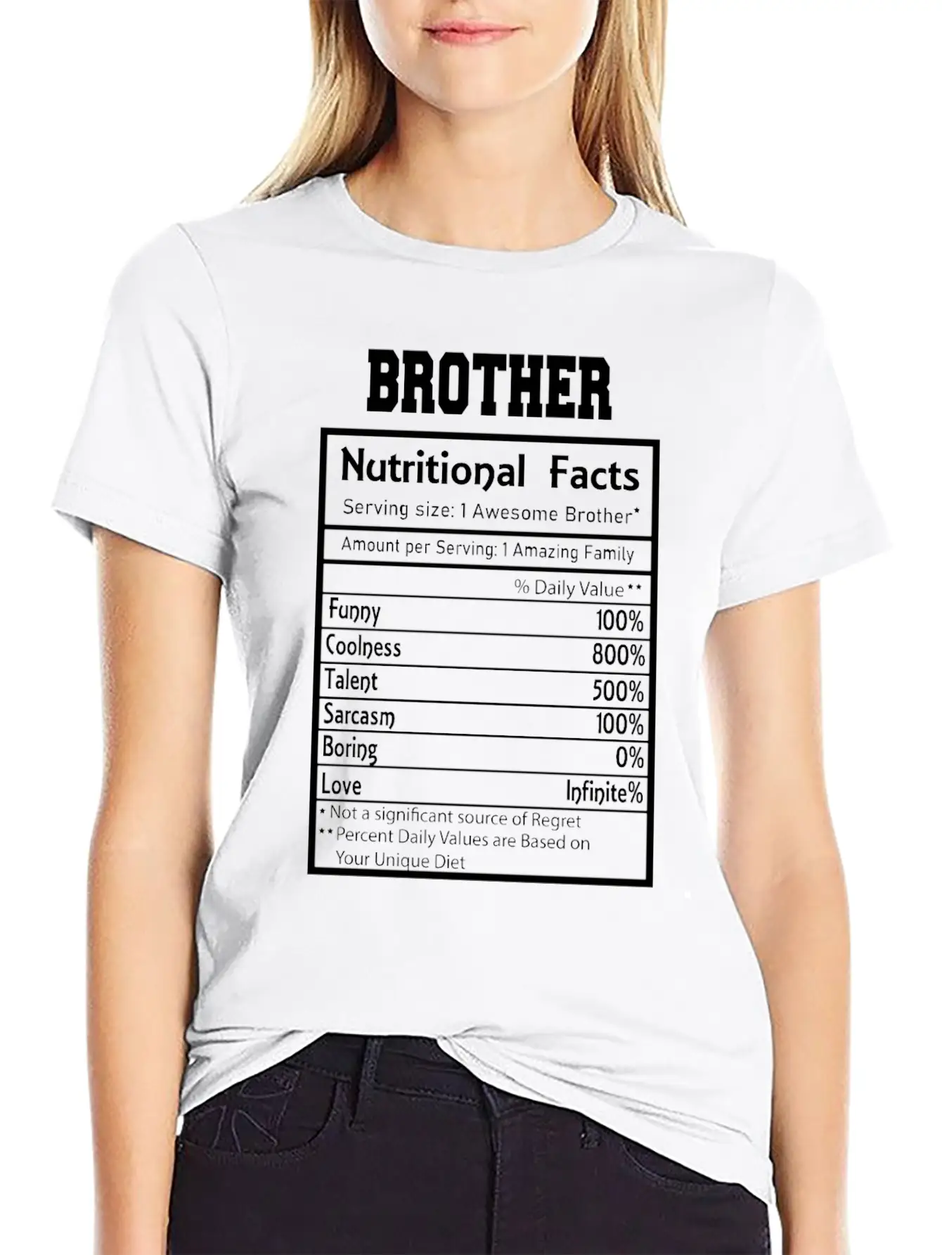 Brother Nutritional Facts Funny Essential Cotton Tee For Daily Outfits ¨C Unisex Style