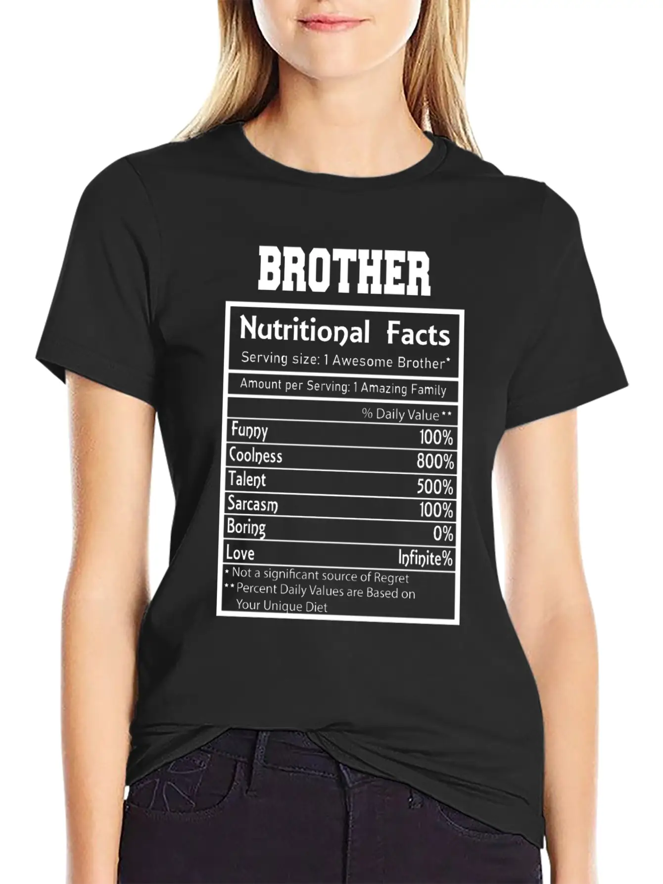 Brother Nutritional Facts Funny Essential Cotton Tee For Daily Outfits ¨C Unisex Style