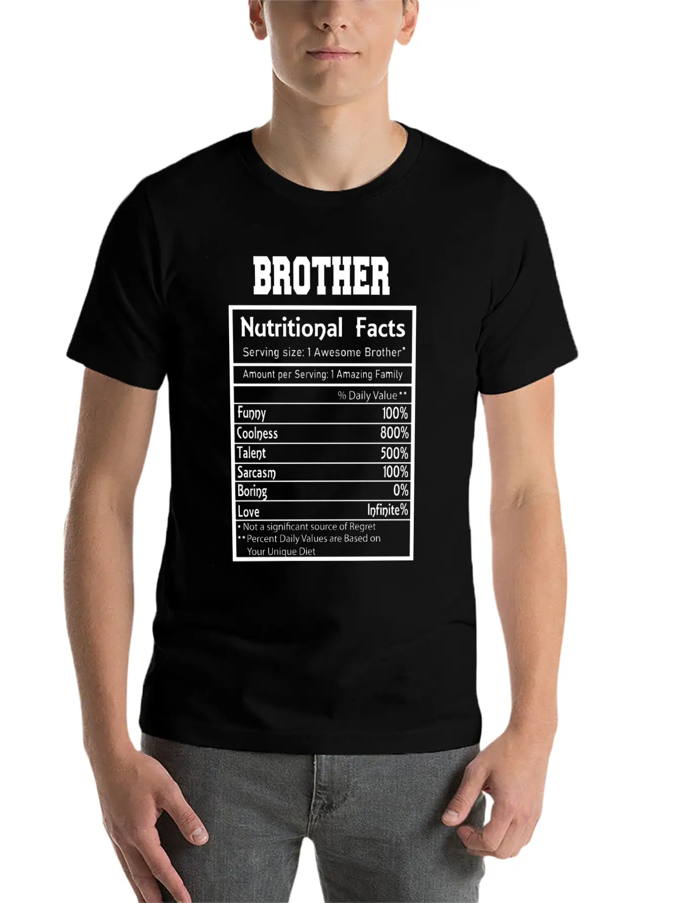 Brother Nutritional Facts Funny Essential Cotton Tee For Daily Outfits ¨C Unisex Style
