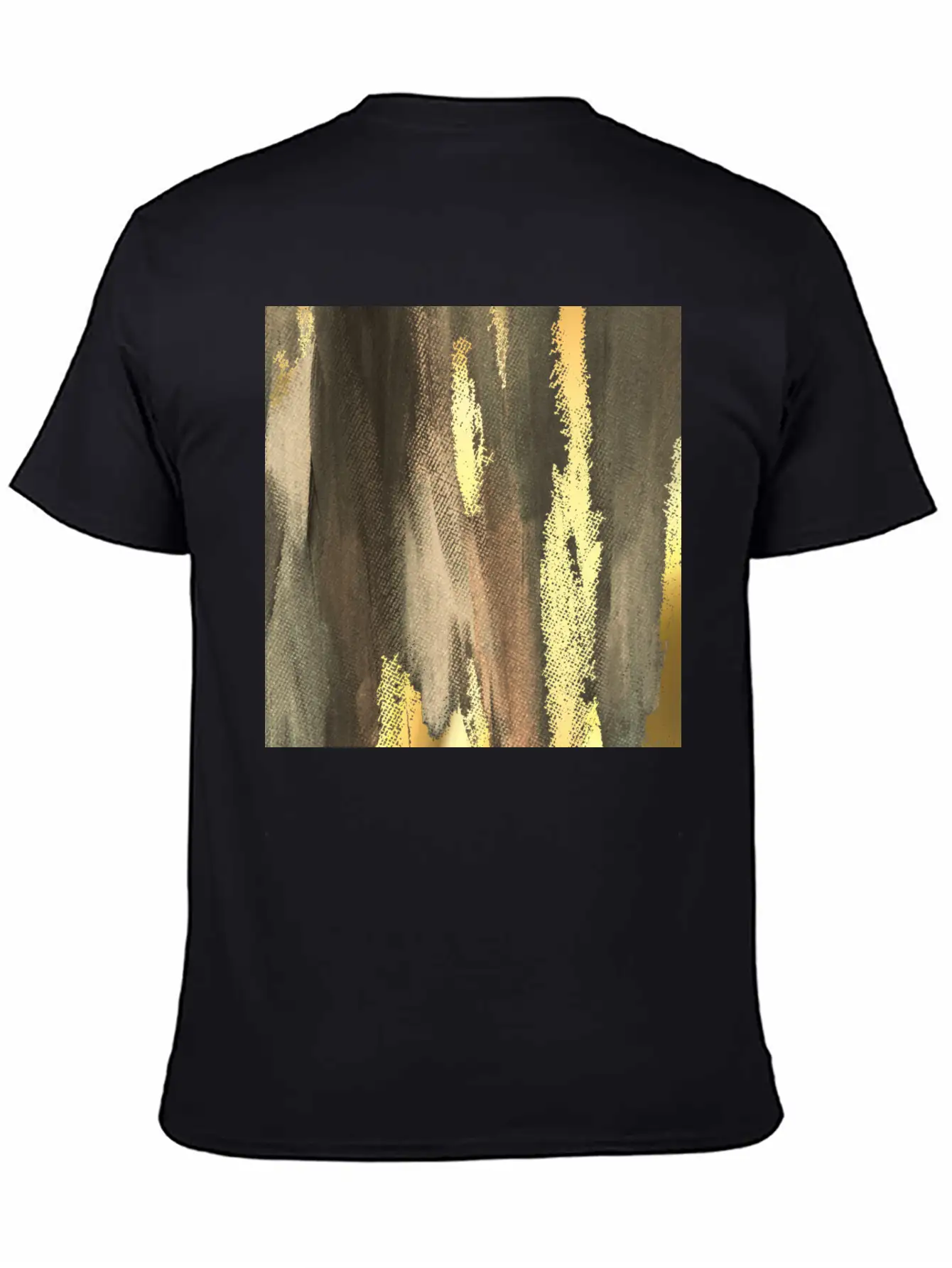 Brown Paint Brushstrokes Gold Foil Abstract Essential Cotton Tee For Daily Outfits ¨C Unisex Style