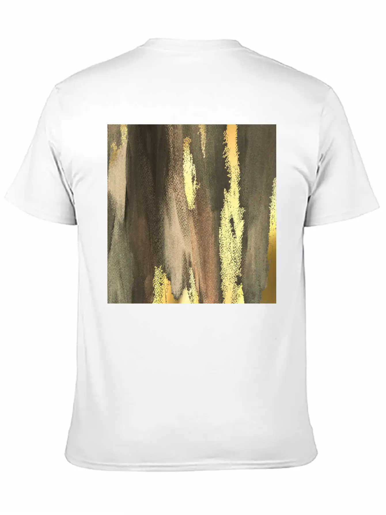 Brown Paint Brushstrokes Gold Foil Abstract Essential Cotton Tee For Daily Outfits ¨C Unisex Style
