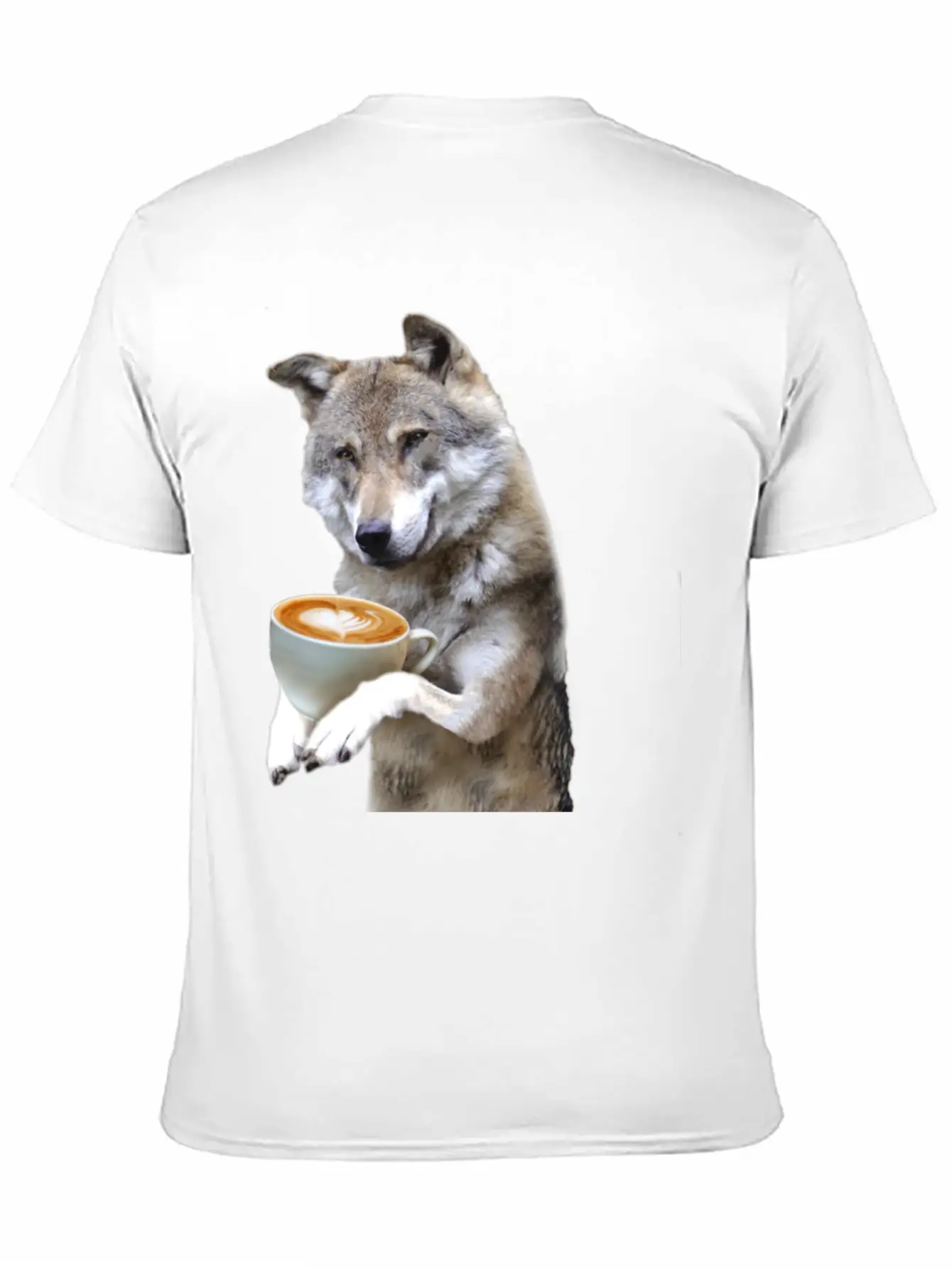 Brown Wolf Wolves Drinking Coffee Smiling Funny Essential Cotton Tee For Daily Outfits ¨C Unisex Style
