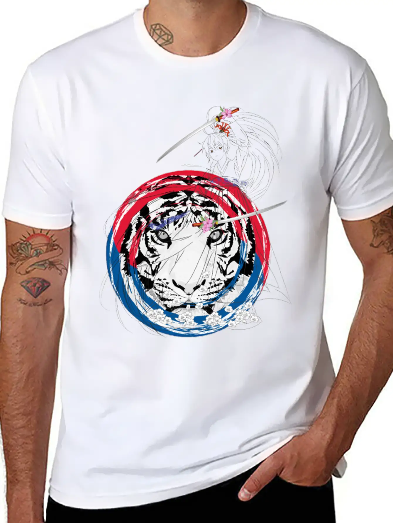 BTS Bangtan Boys Army Korea White Tiger Sword Gift Basic Graphic T-Shirt ¨C Daily Comfort In Soft Cotton