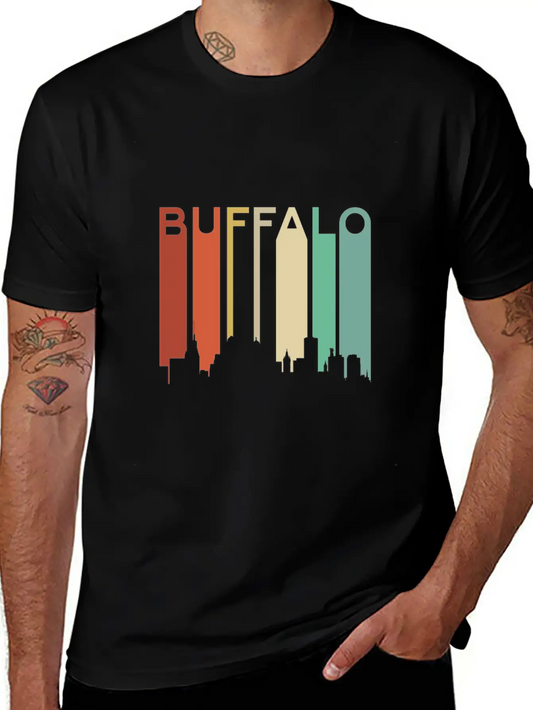 Buffalo New York Retro Skyline Bridge Vintage City Essential Cotton Tee For Daily Outfits ¨C Unisex Style