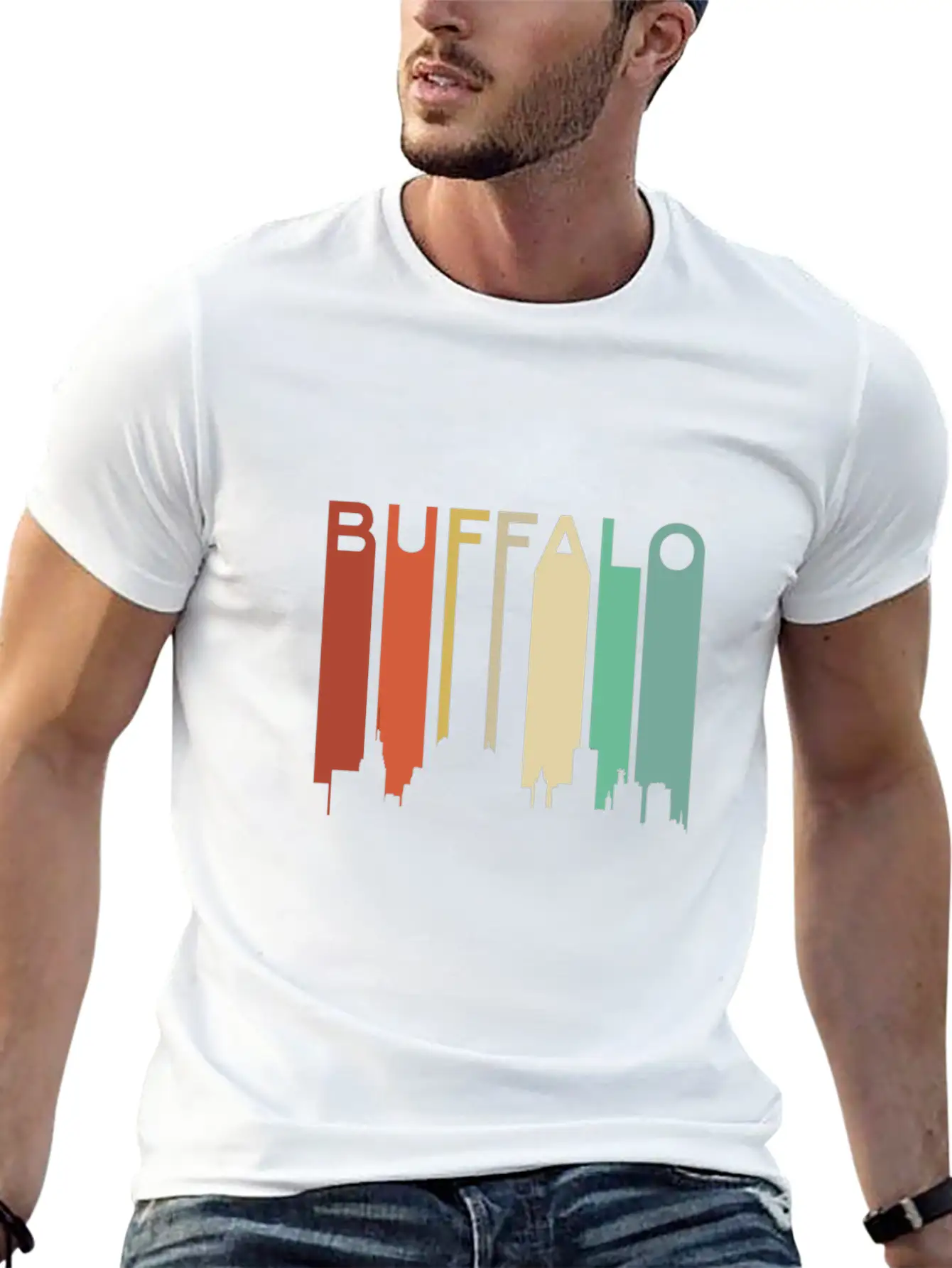 Buffalo New York Retro Skyline Bridge Vintage City Essential Cotton Tee For Daily Outfits ¨C Unisex Style