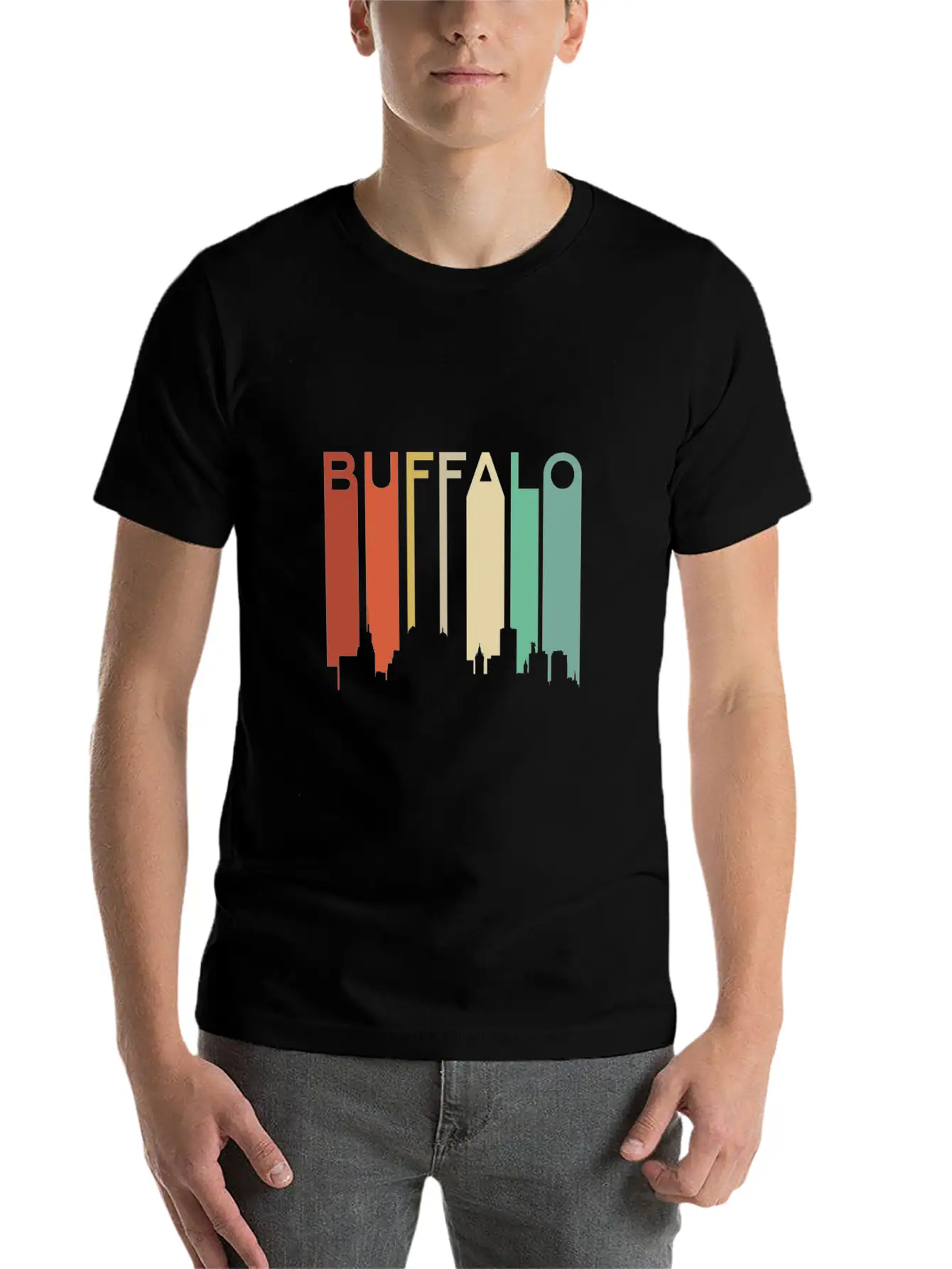 Buffalo New York Retro Skyline Bridge Vintage City Essential Cotton Tee For Daily Outfits ¨C Unisex Style