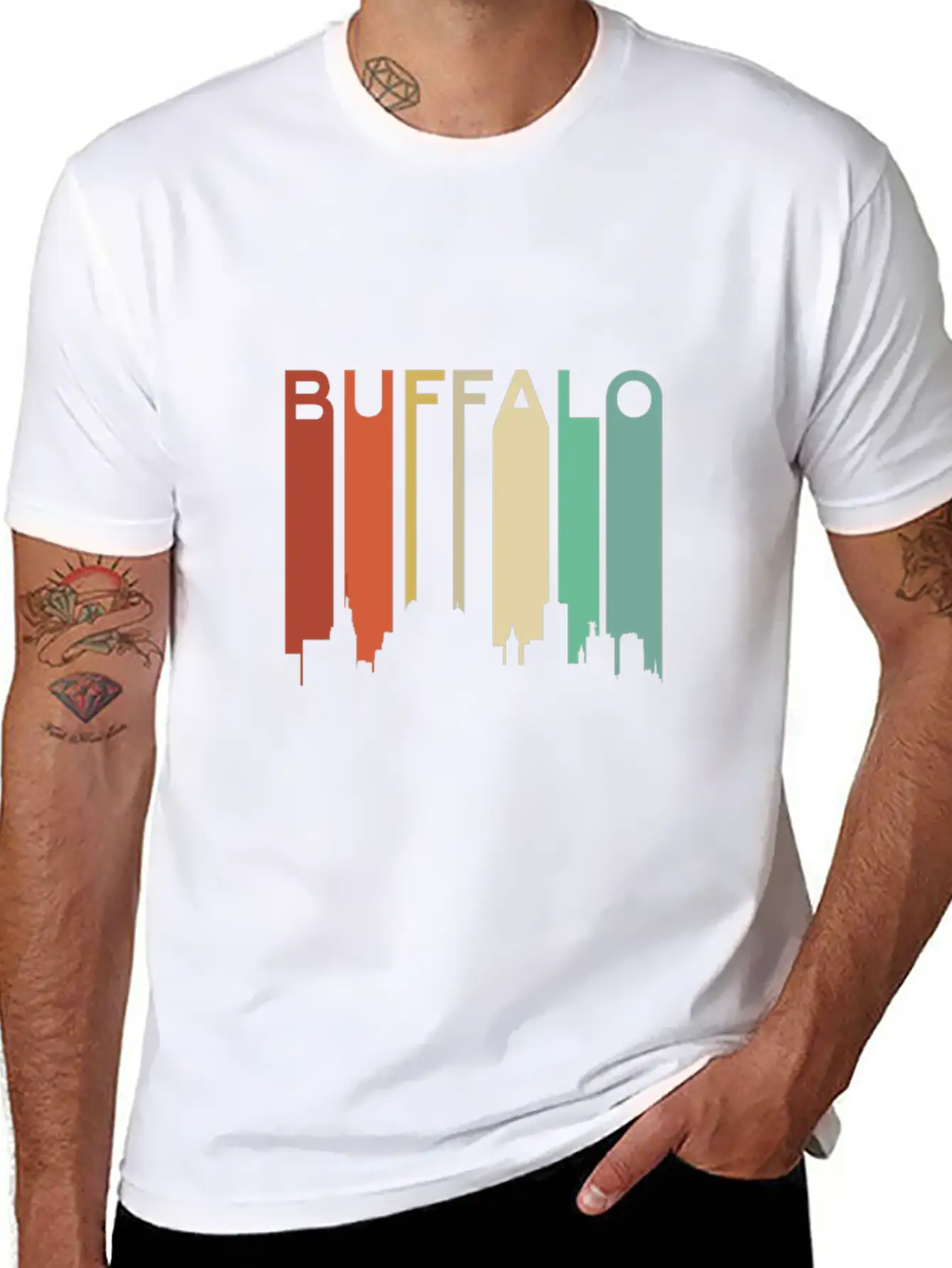 Buffalo New York Retro Skyline Bridge Vintage City Essential Cotton Tee For Daily Outfits ¨C Unisex Style