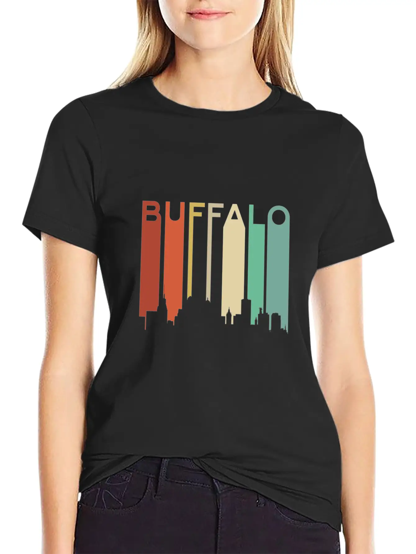 Buffalo New York Retro Skyline Bridge Vintage City Essential Cotton Tee For Daily Outfits ¨C Unisex Style