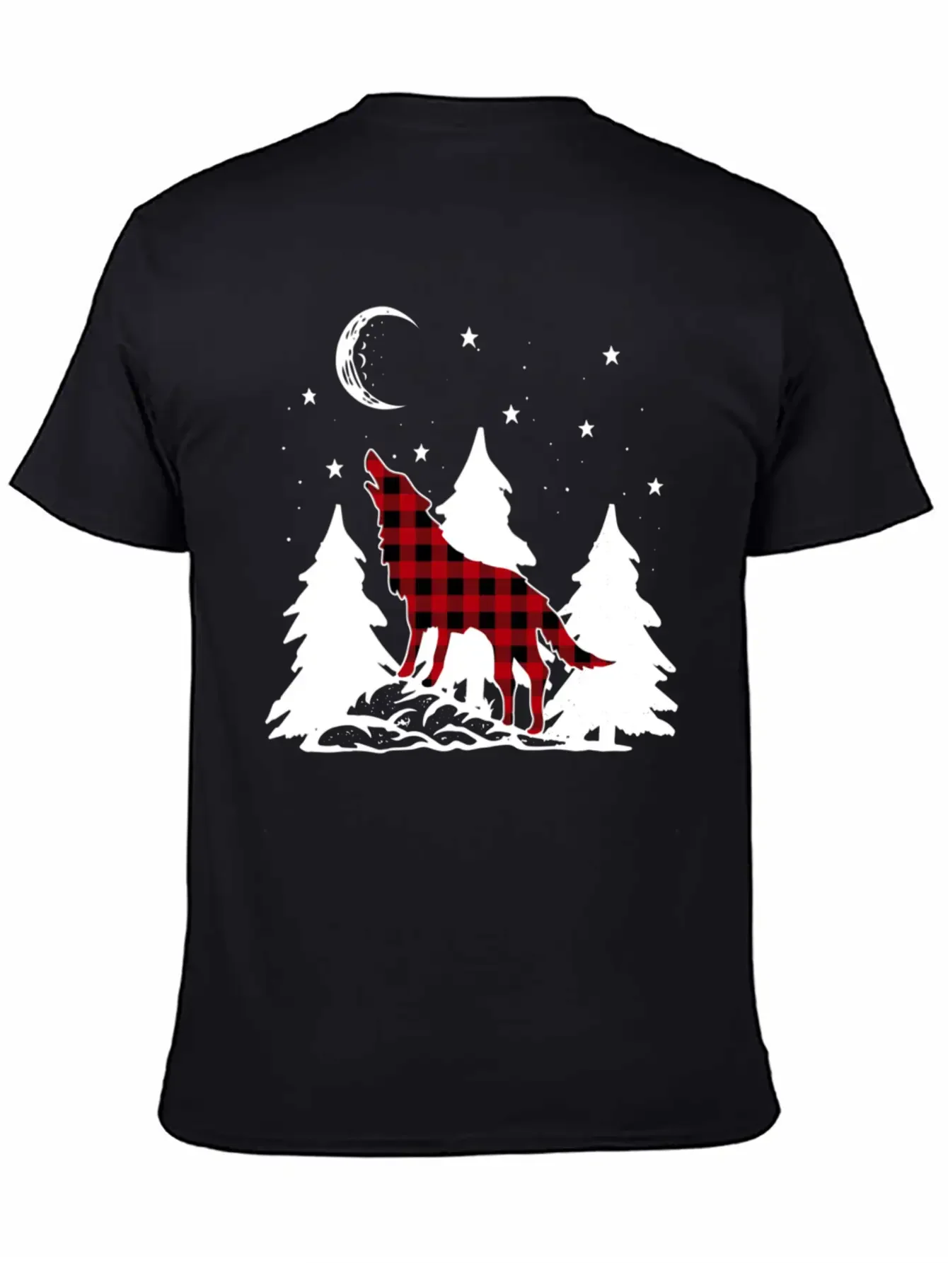 Buffalo Plaid Wolf Howling Christmas Pajama Basic Graphic T-Shirt ¨C Daily Comfort In Soft Cotton