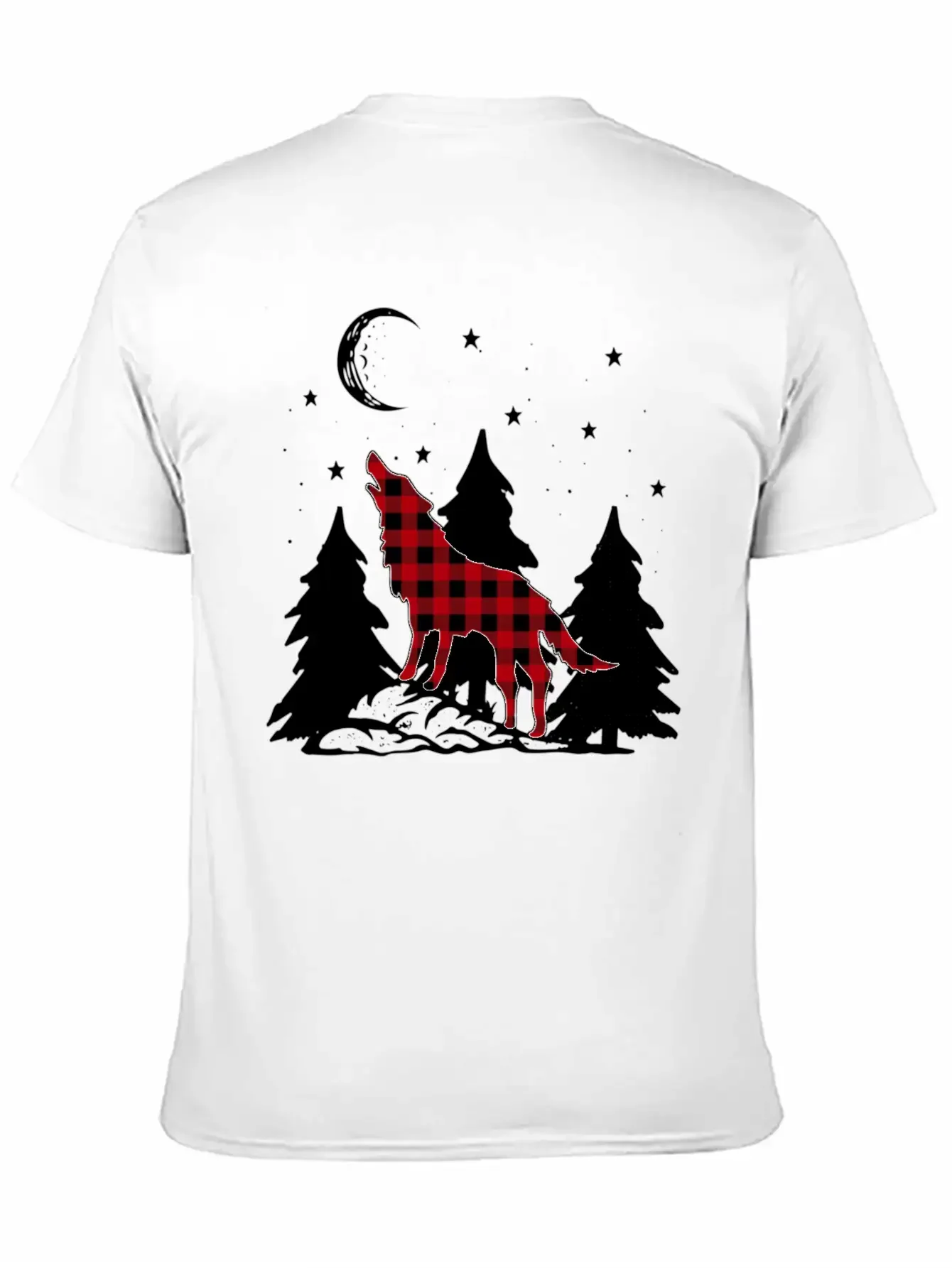 Buffalo Plaid Wolf Howling Christmas Pajama Basic Graphic T-Shirt ¨C Daily Comfort In Soft Cotton