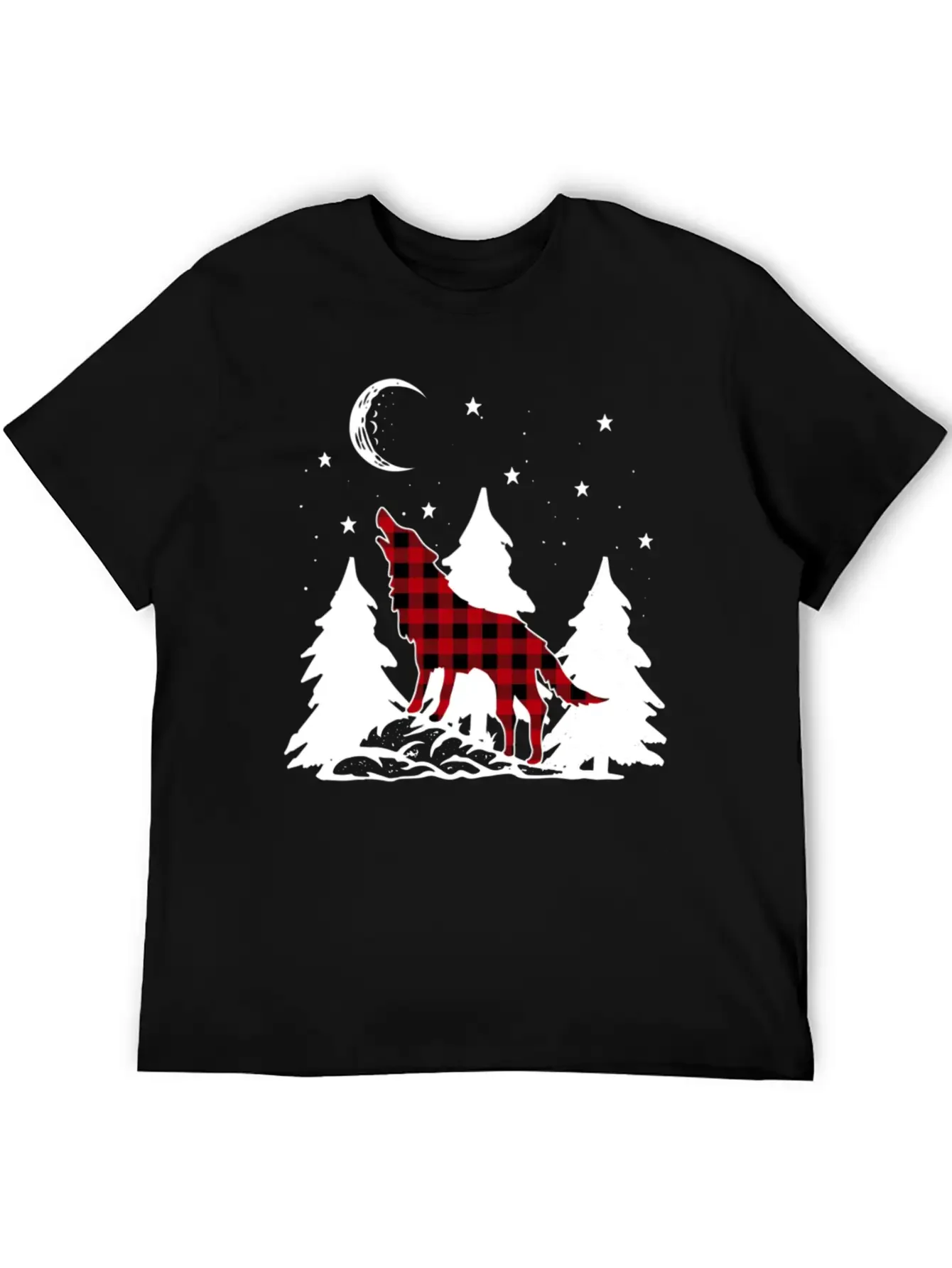 Buffalo Plaid Wolf Howling Christmas Pajama Basic Graphic T-Shirt ¨C Daily Comfort In Soft Cotton