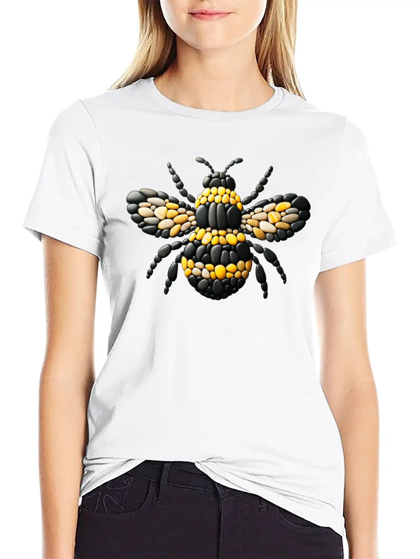 Bumblebee Pebble Artwork Basic Graphic T-Shirt ¨C Daily Comfort In Soft Cotton