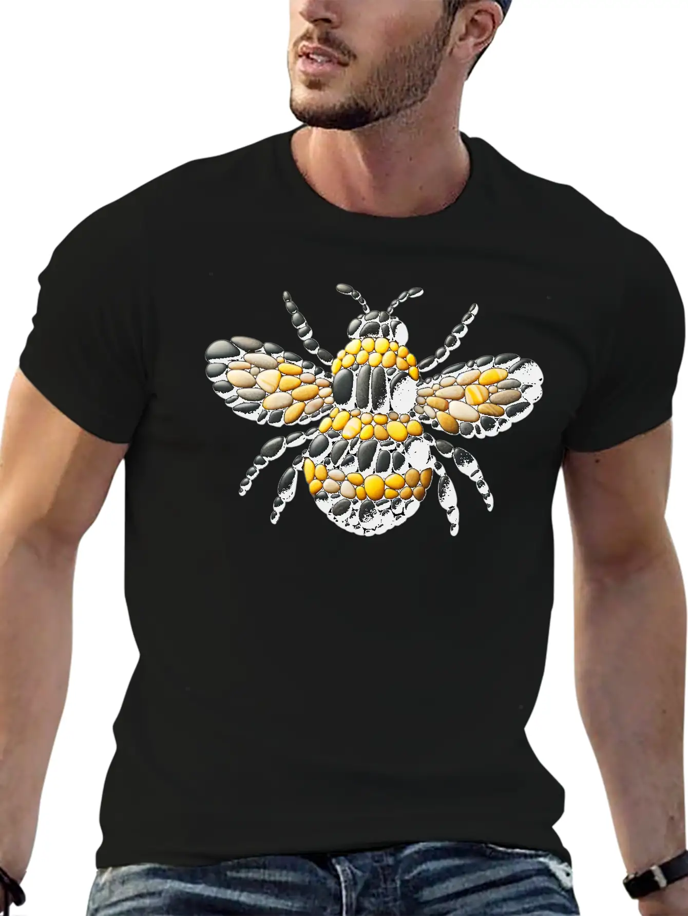 Bumblebee Pebble Artwork Basic Graphic T-Shirt ¨C Daily Comfort In Soft Cotton