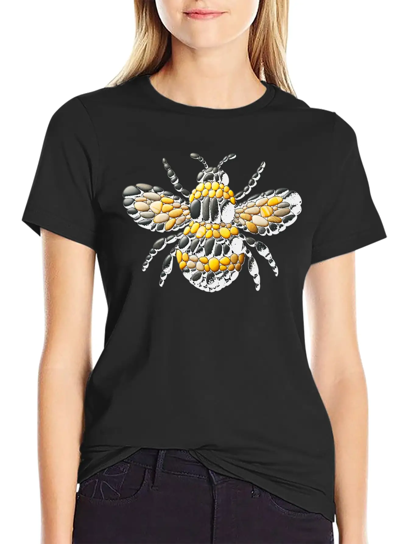 Bumblebee Pebble Artwork Basic Graphic T-Shirt ¨C Daily Comfort In Soft Cotton